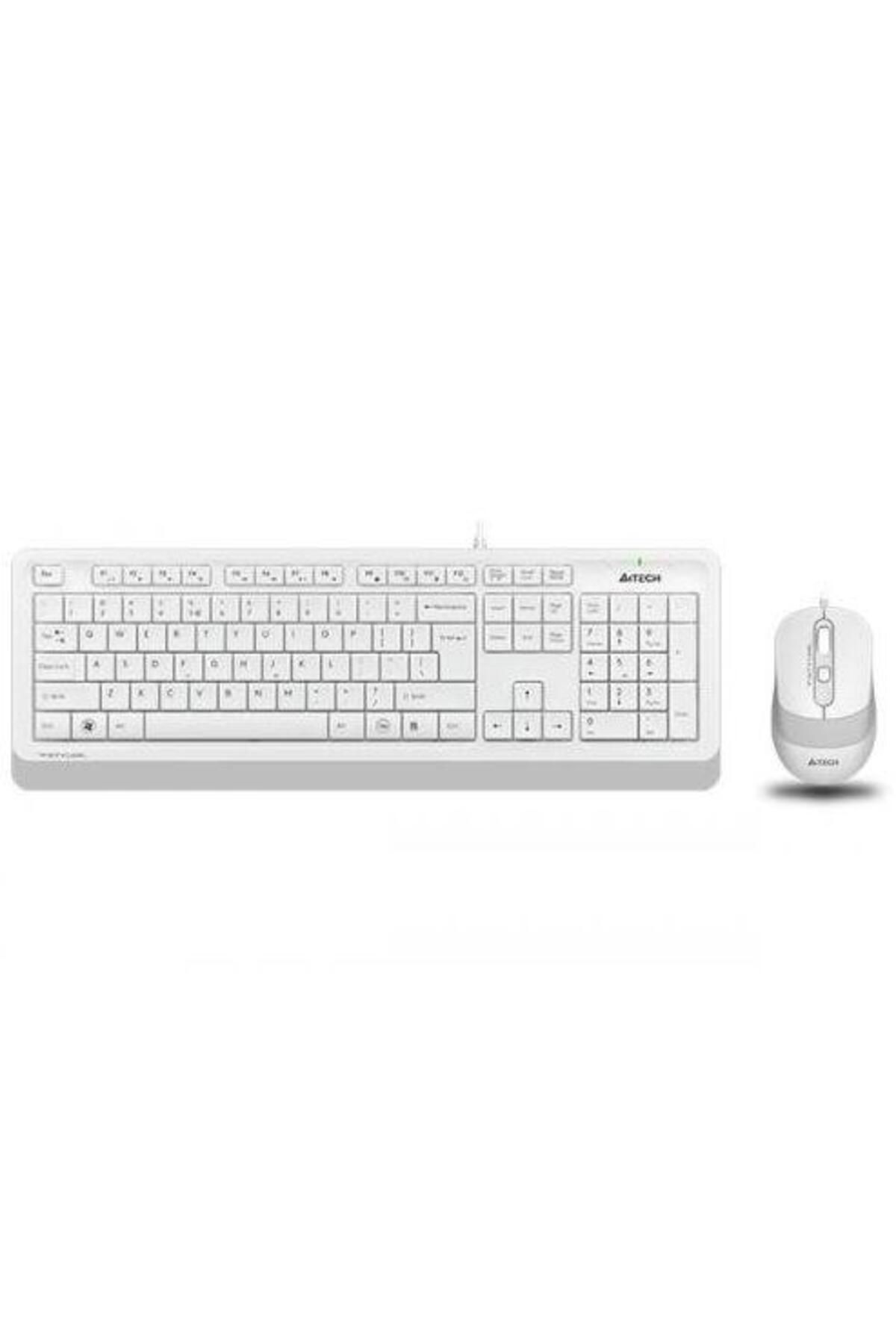A4 Tech-F1010 Usb Q Trk Optic Mouse Beyaz/gri Standart Klavye - Mouse Set 1