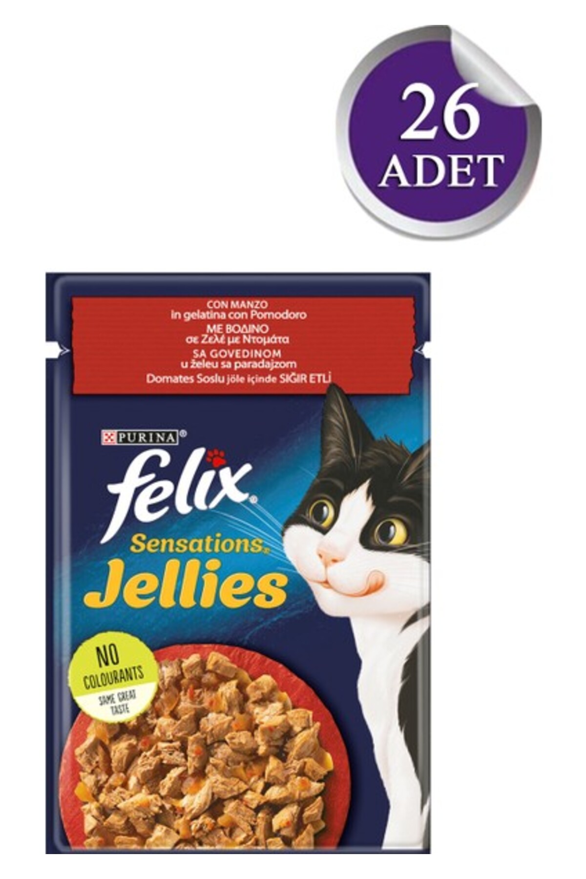 Purina Felix Sensations Jellies Domates Soslu Sığır Etli 26 x 85 gr