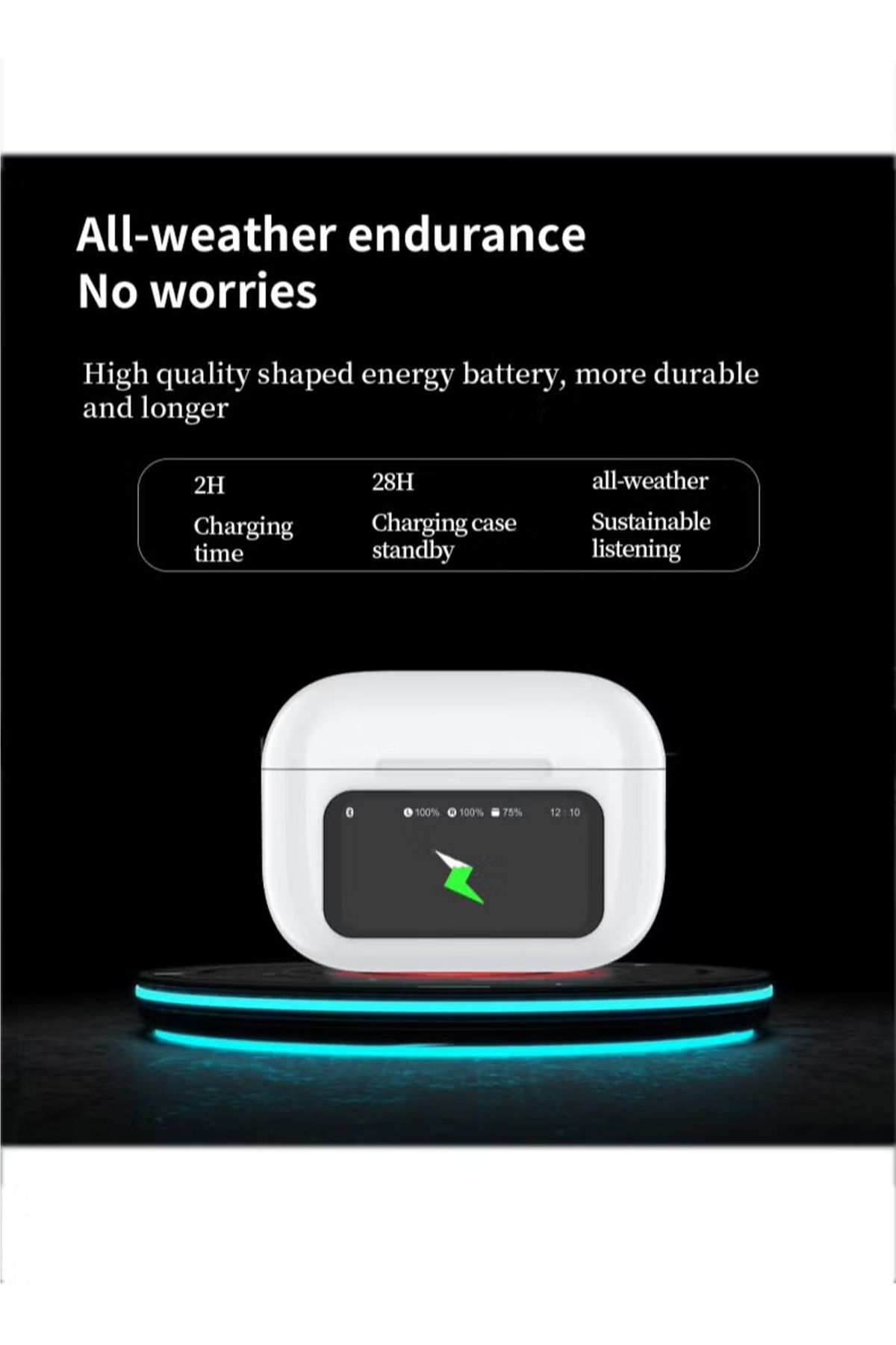 Generic-W&O 2 Touch Screen Wireless In-Ear Active Noise Cancelling TWS Earbuds, White 3