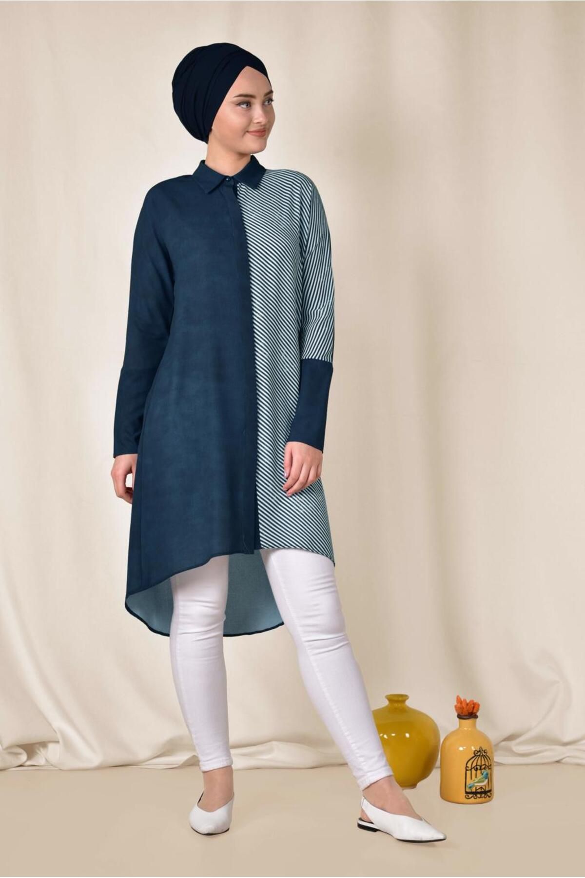 تونیک طرح دار ONE SIDE LINE 4935 Alvina