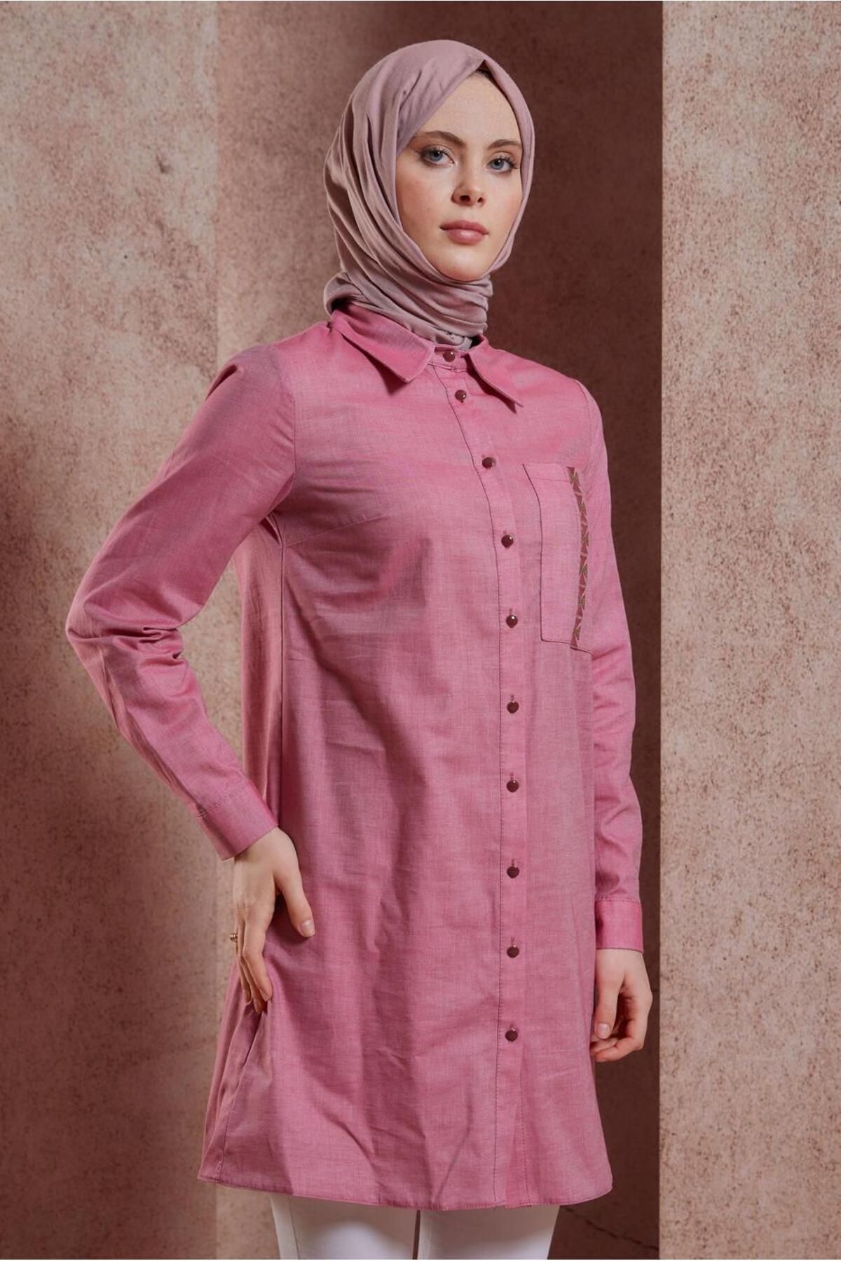 تونیک یقه پیراهن نخی 44487 Alvina