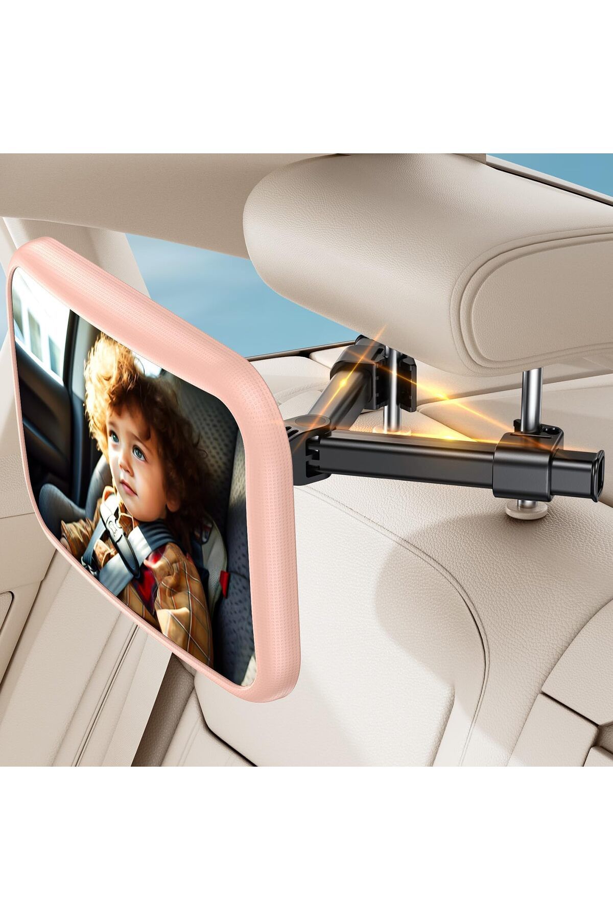 MIRRORSAFE Bebek Araba Aynası, 360° Dönebilen, Kırılmaz, Geniş Açılı