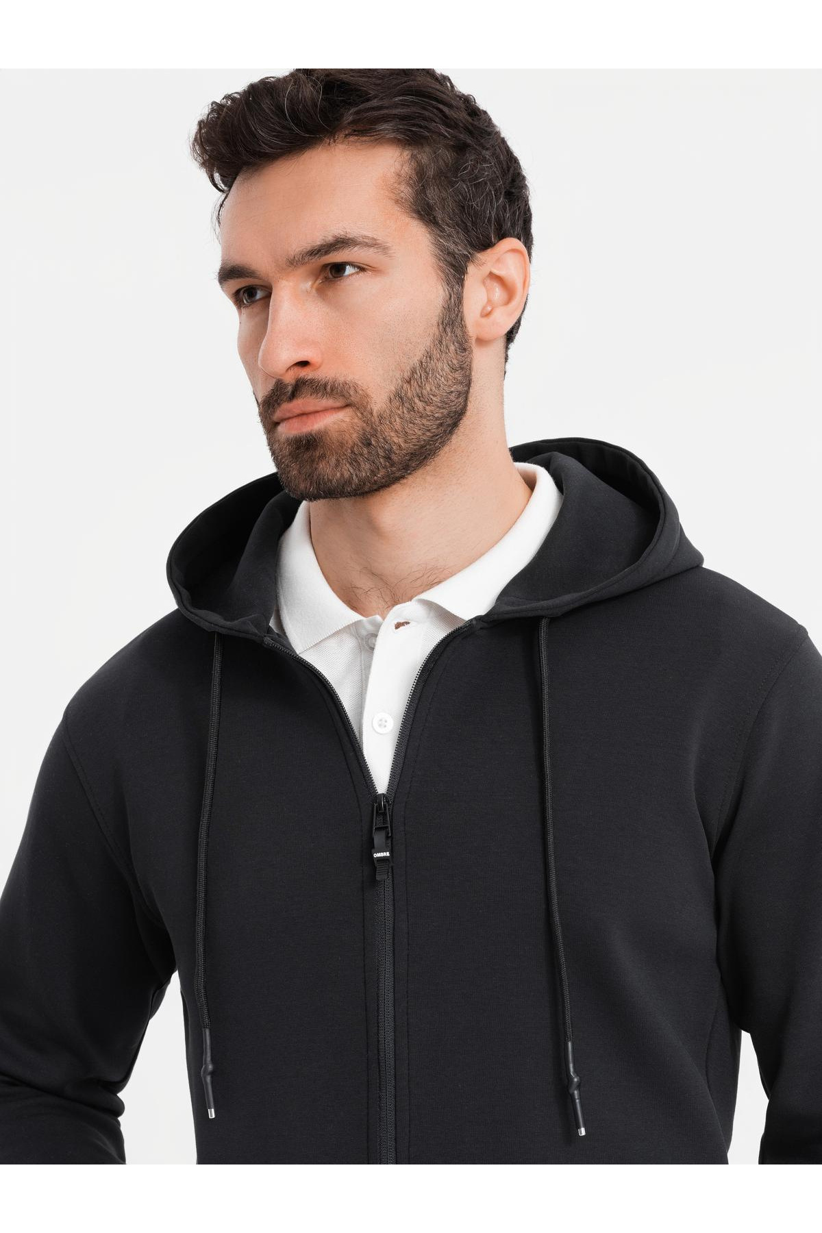 OMBRE-Unzipped Hoodie Sweatshirt im Streetwear-Stil - schwarz V3 OM-SSZP-0213 S 2