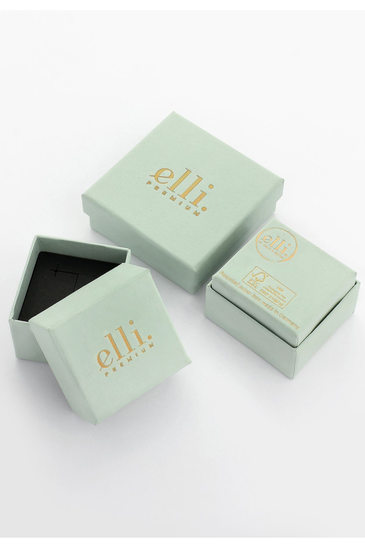 ELLI-Ring Damen Solitär Basic mit synth. Smaragd in 375 Gelbgold 5