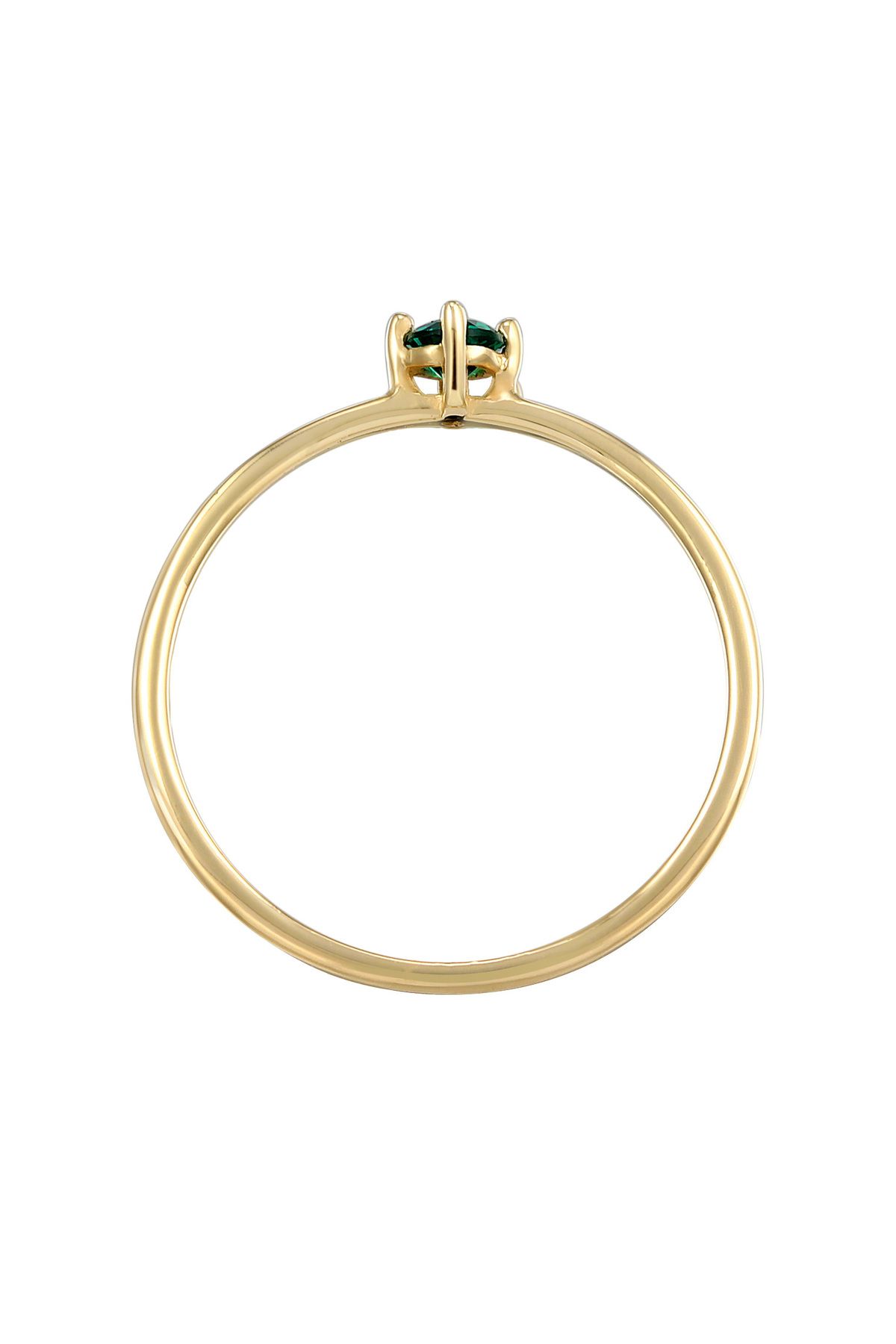 ELLI-Ring Damen Solitär Basic mit synth. Smaragd in 375 Gelbgold 3