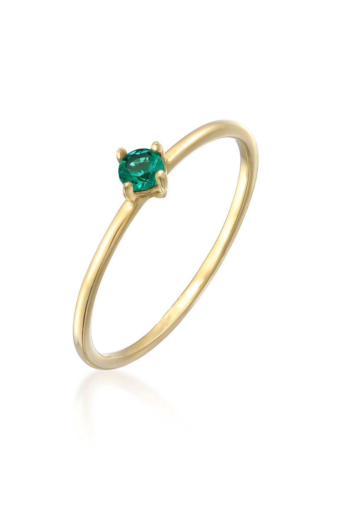 ELLI-Ring Damen Solitär Basic mit synth. Smaragd in 375 Gelbgold 1
