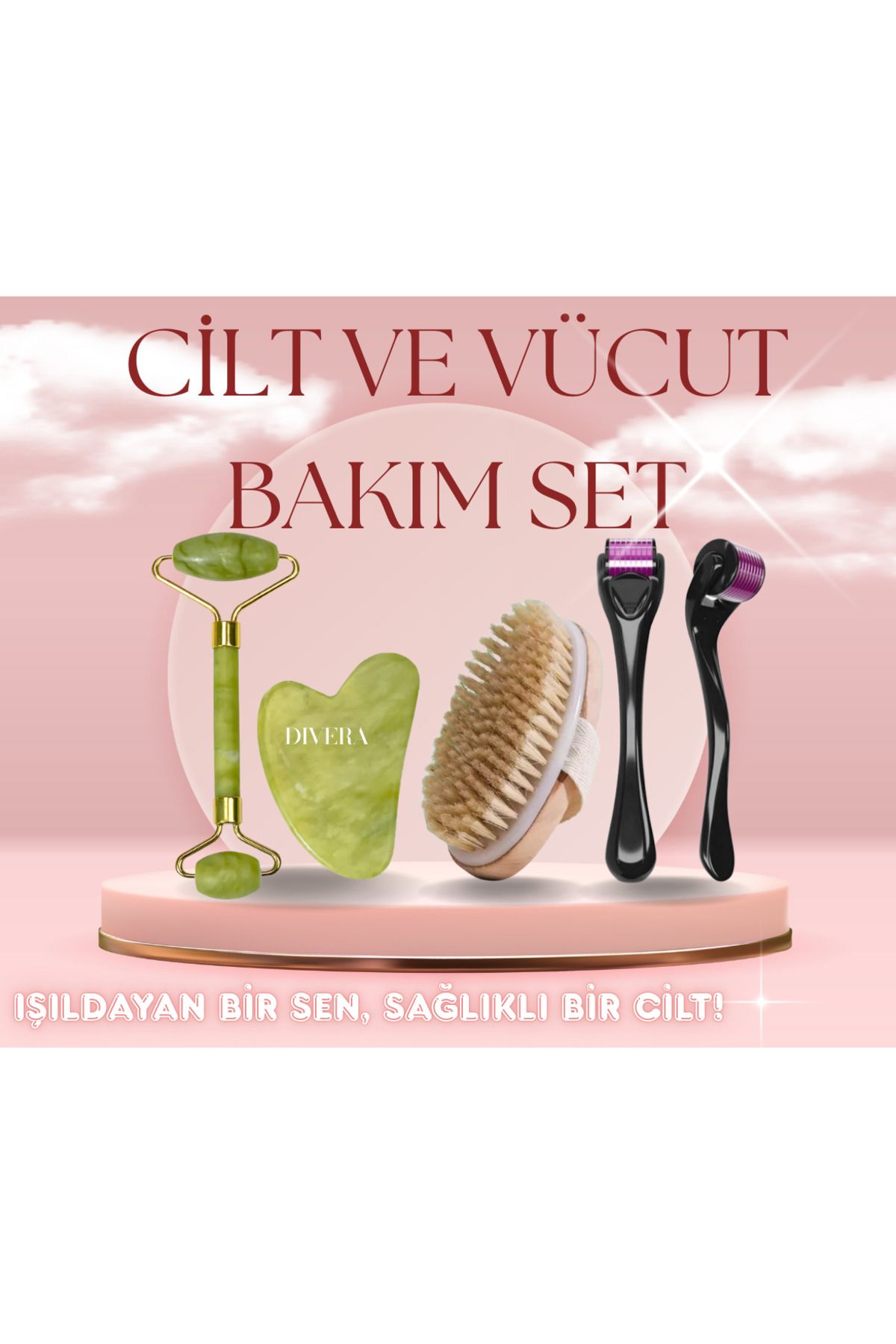 divera Guasha (YEŞİM TAŞI) At Kılı Fırçası Bakım Seti