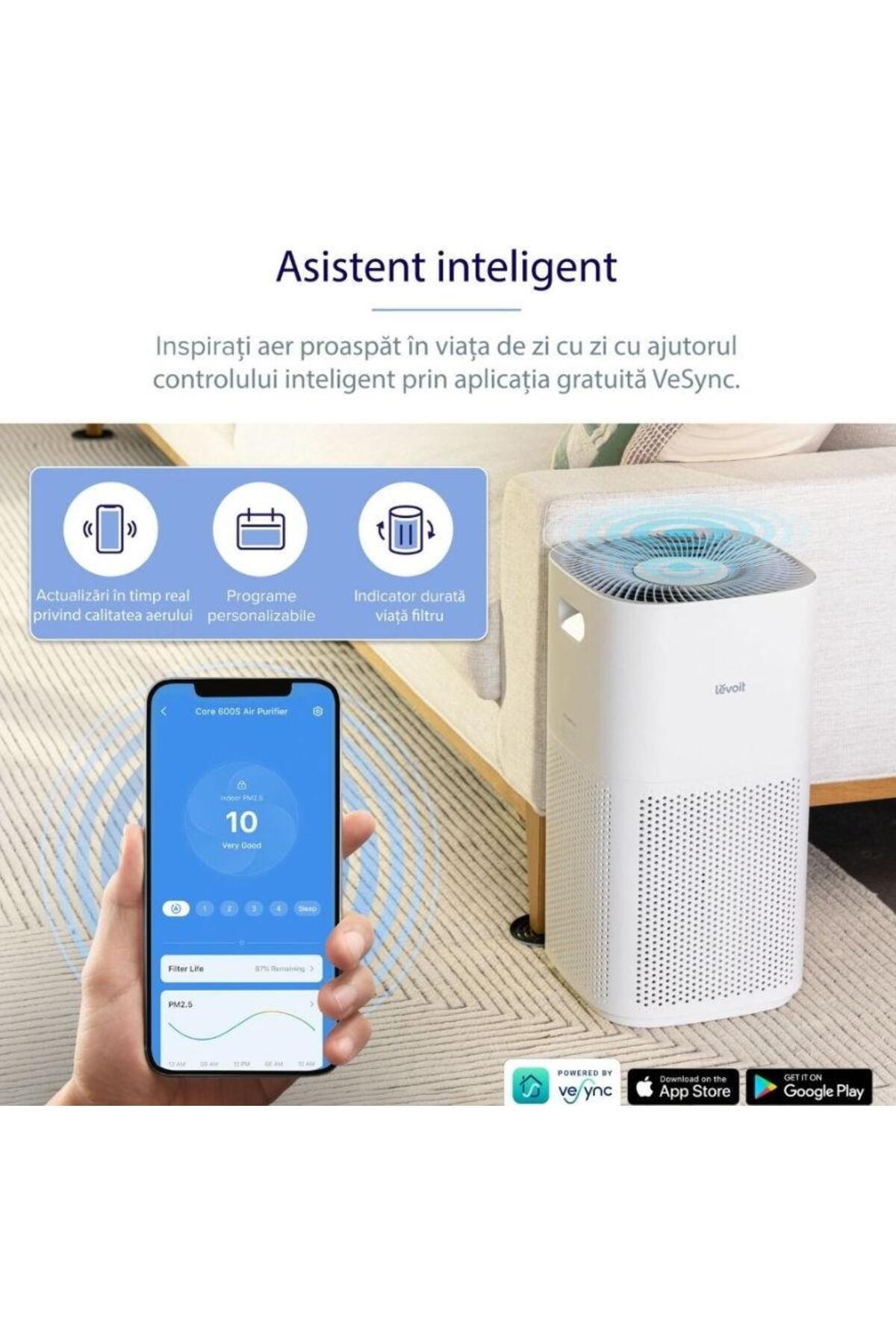 Levoit-Purificator de aer Smart Levoit Core 600S Wi-Fi, Filtru 3 in 1 True HEPA H13, Senzor Calitate Aer 4