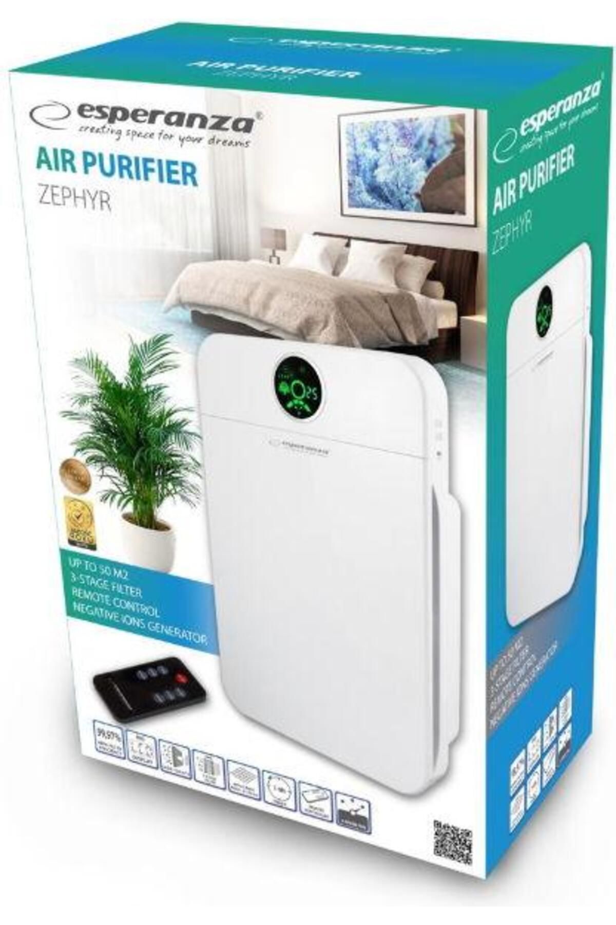 ESPERANZA-Esperanza Zephyr EHP002 Air Purifier, Coverage up to 50 sq m, Carbon Filter (White) 8
