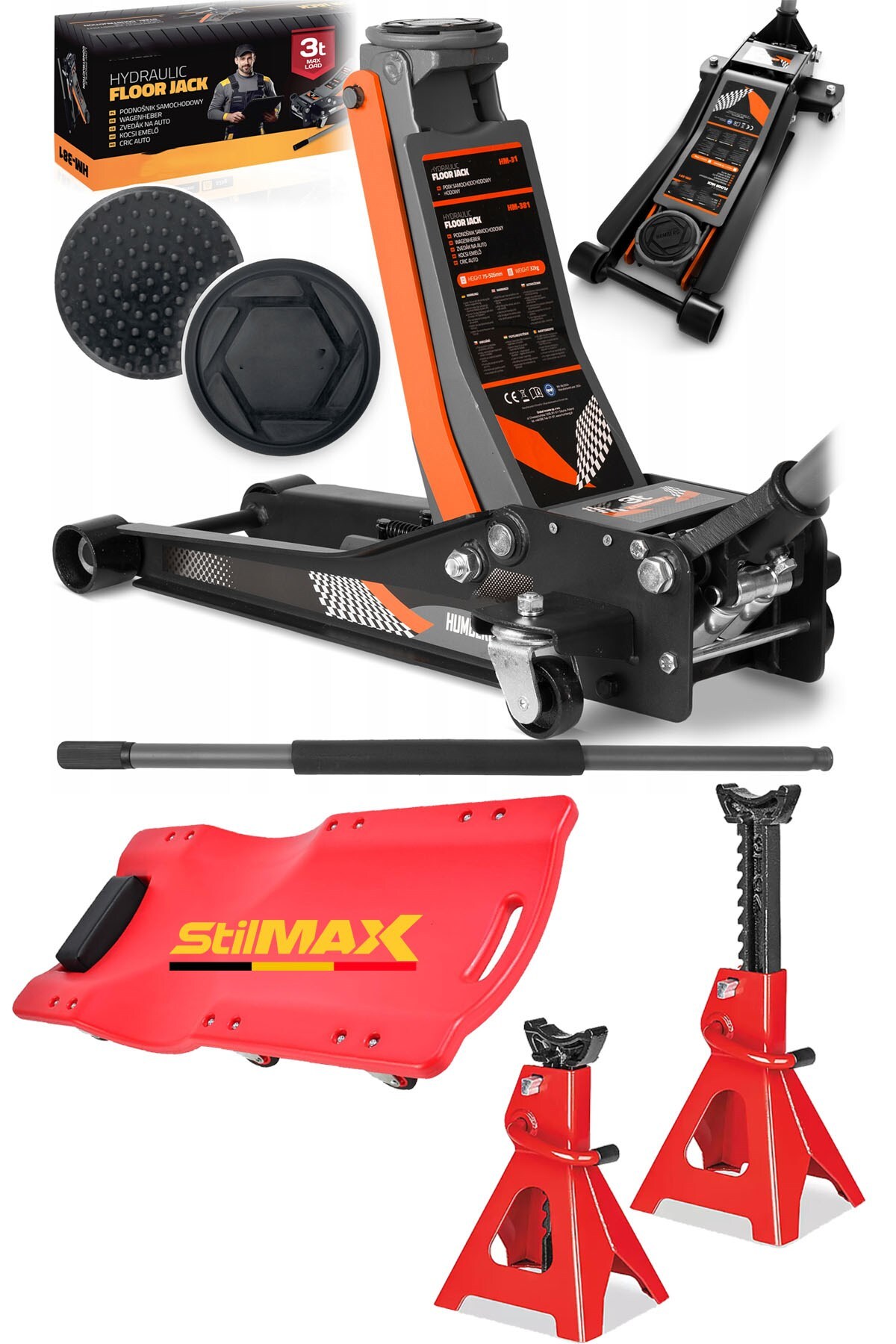 stilmax 3Ton Düşük Profil Çift Piston Güçlendirilmiş Kriko + 3Ton