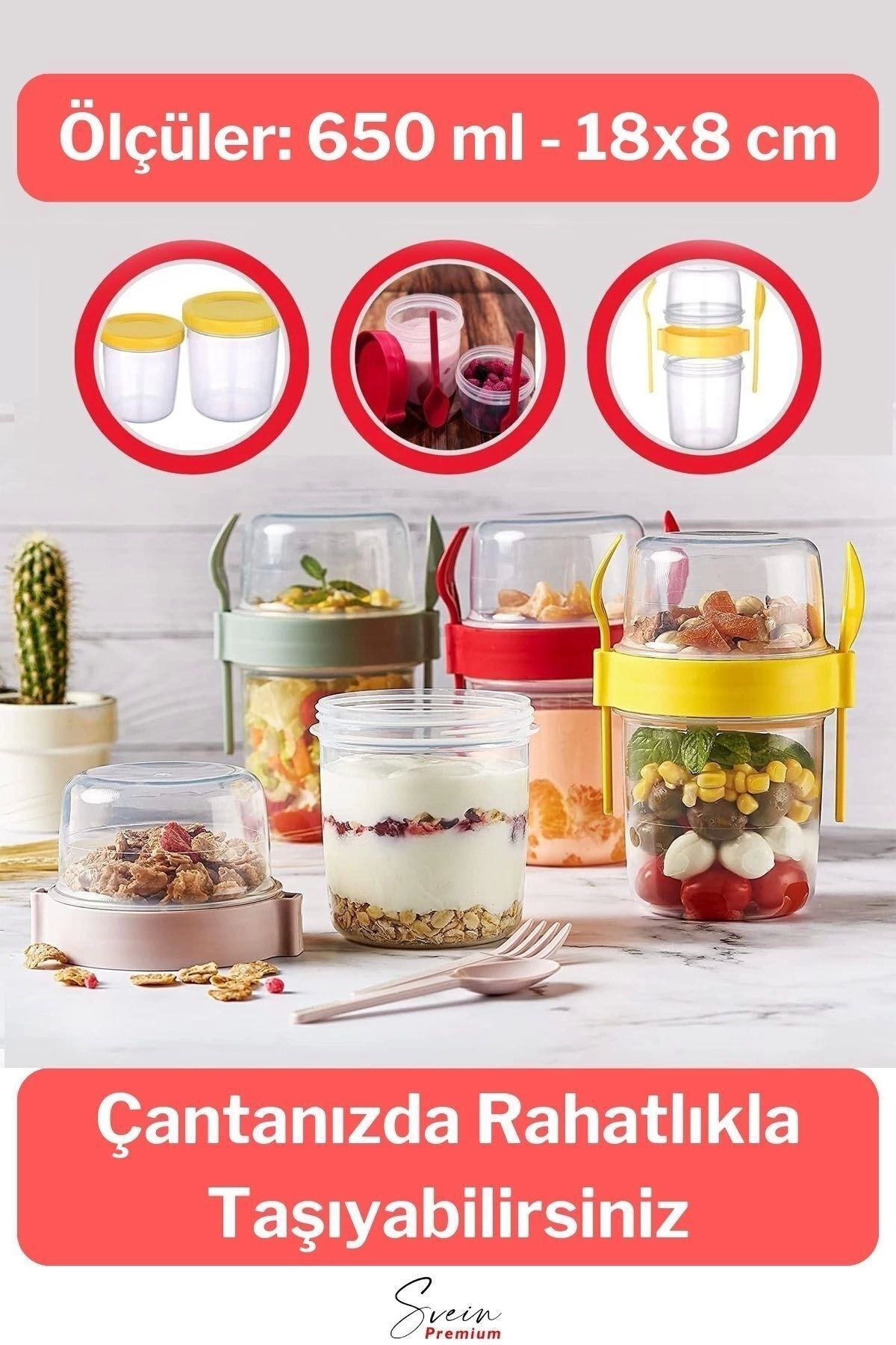Svein-Storage Container with Lid Food Lunch Box Detox Muesli Diet Container Multicolor Container 650 ml 3