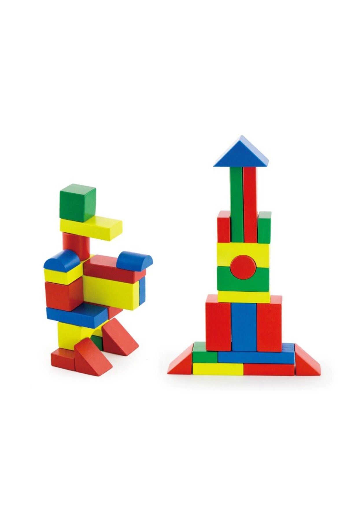 Viga-Cuburi de construit din lemn, colorate, 3.5 cm, 50 buc 2