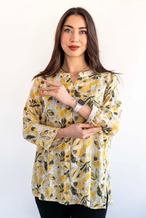 citycenterfashion Kadın Büyük Beden Katlama Kol Gömlek Bluz cty-akc-uzd1 %100...