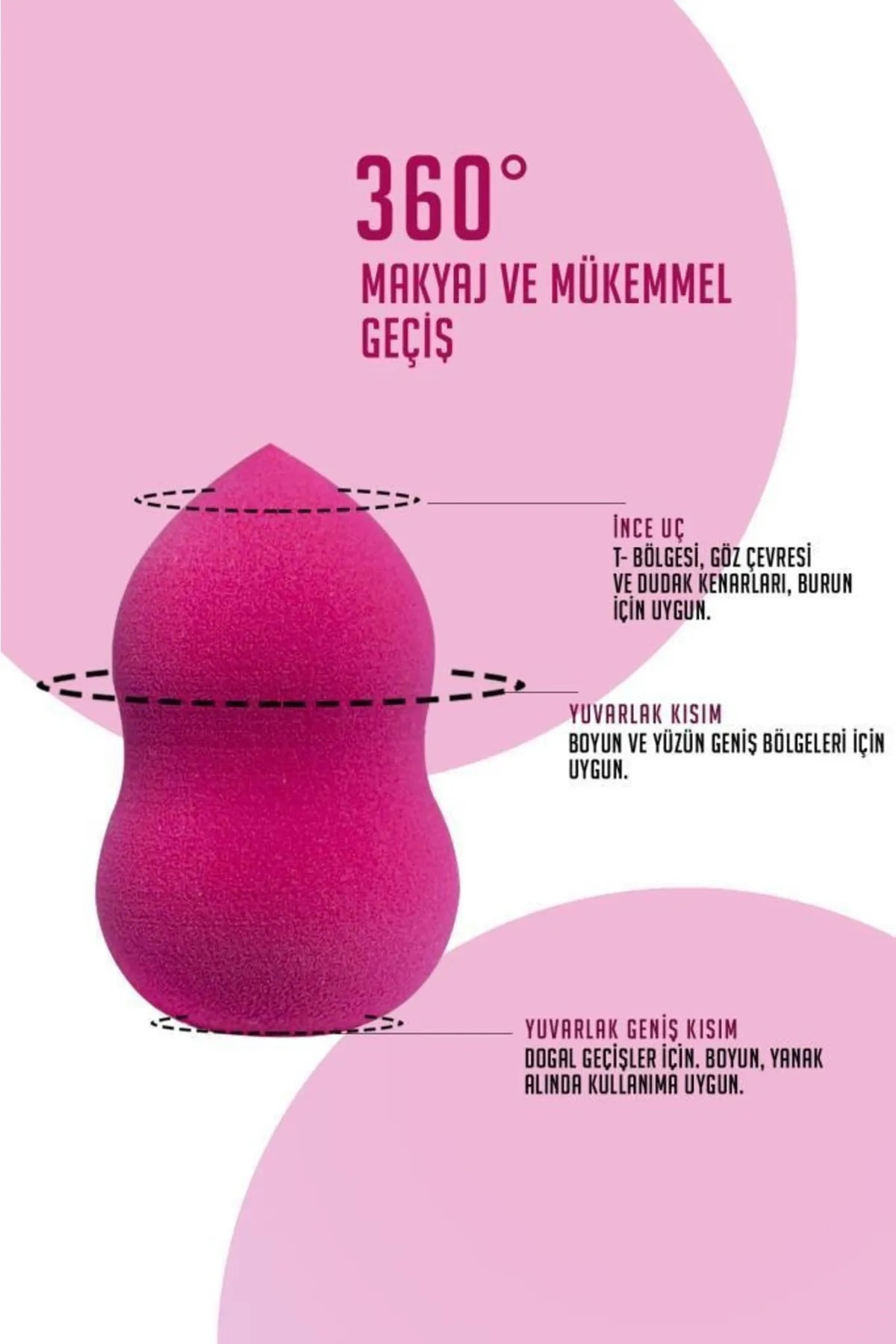 İkili Mantar Makyaj Süngeri Pembe — VT2100009P — تصویر 2 از 4