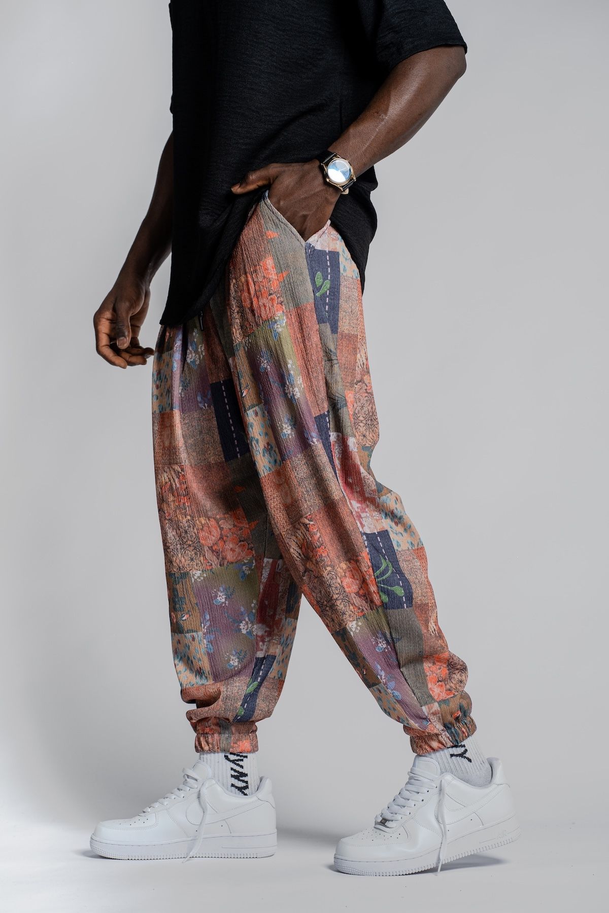 SUPERBLUE-Unisex Etkink Pattern Figured Summer Wrap Baggy Trousers 2
