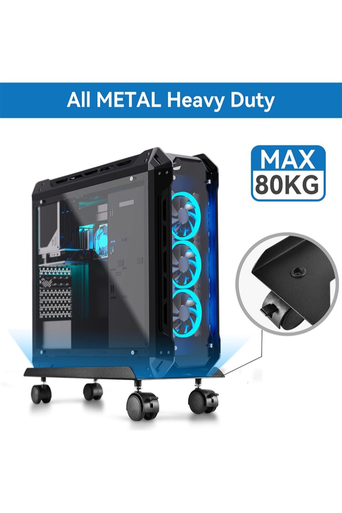 FlashHawk-Computer Tower Stand CPU Holder with Rolling Caster Wheels for Office Home 4