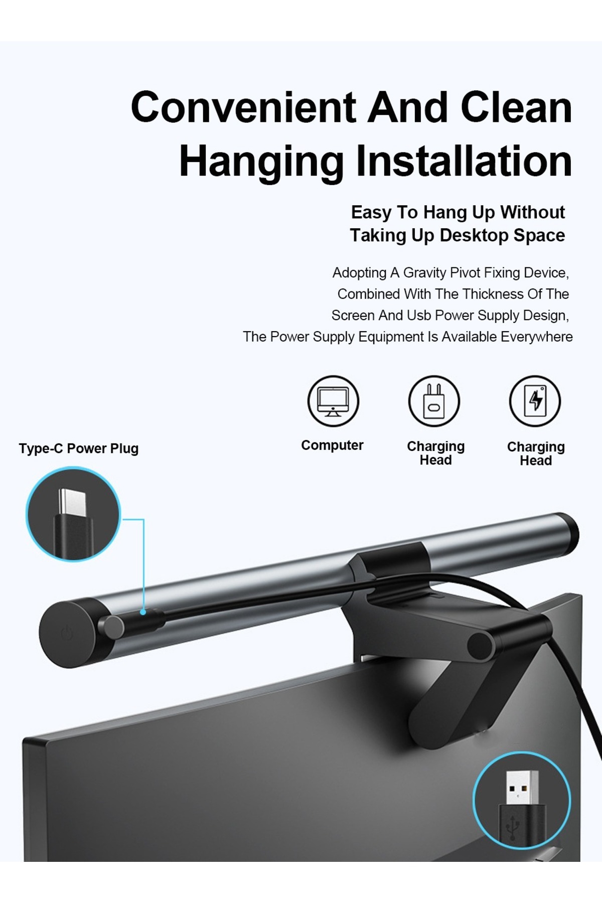 FlashHawk-Monitor Light Bar,Aluminum Alloy Computer Monitor Lamp for Eye Caring 6