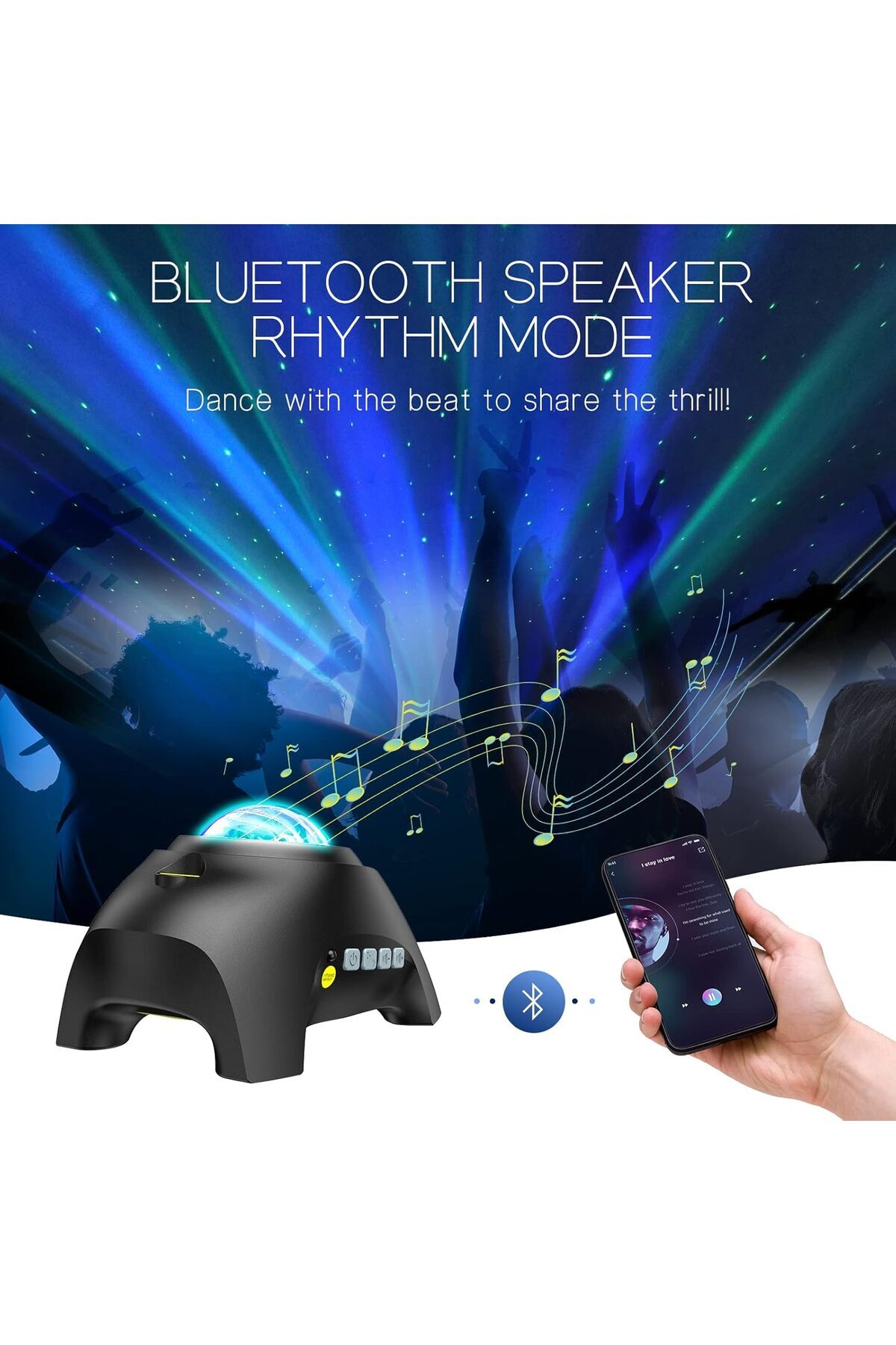 COOYA-Aurora Projector, with 33 Light Effects LED, Remote Control, White Noises, Bluetooth Speaker 4