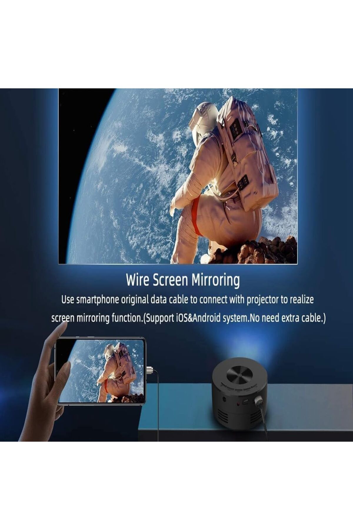 COOYA-Portable Mini Projector, 1080P Support, Video Projector Compatible with Android/iOS/USB 5