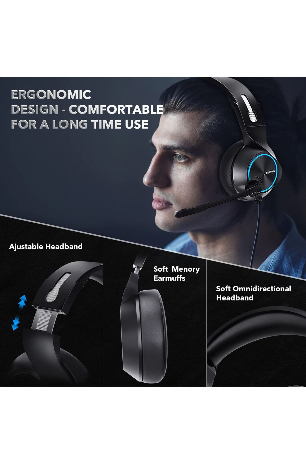 nubwo-N11 Wired Gaming Headset for PC, Computer Headphones with Noise Cancelling Microphone 2