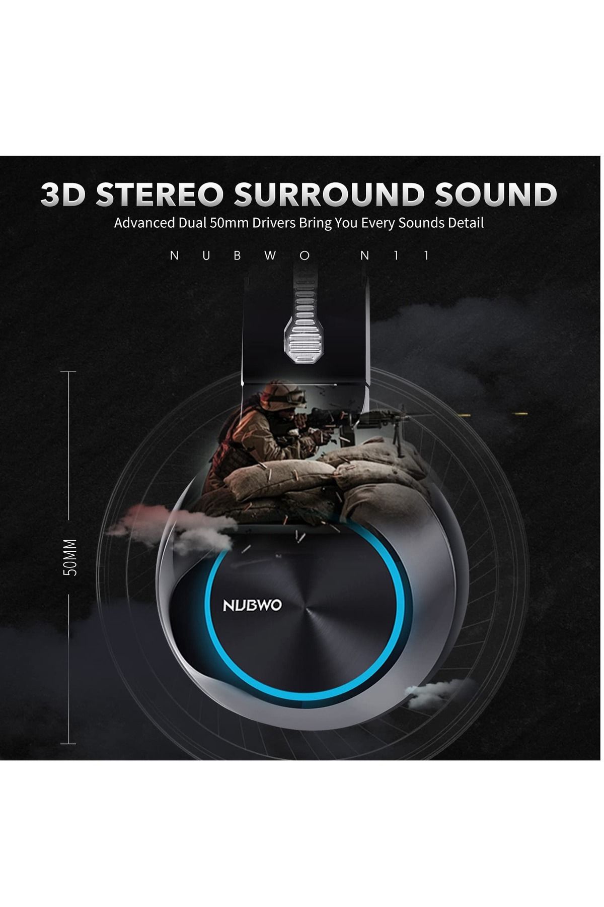 nubwo-N11 Wired Gaming Headset for PC, Computer Headphones with Noise Cancelling Microphone 4