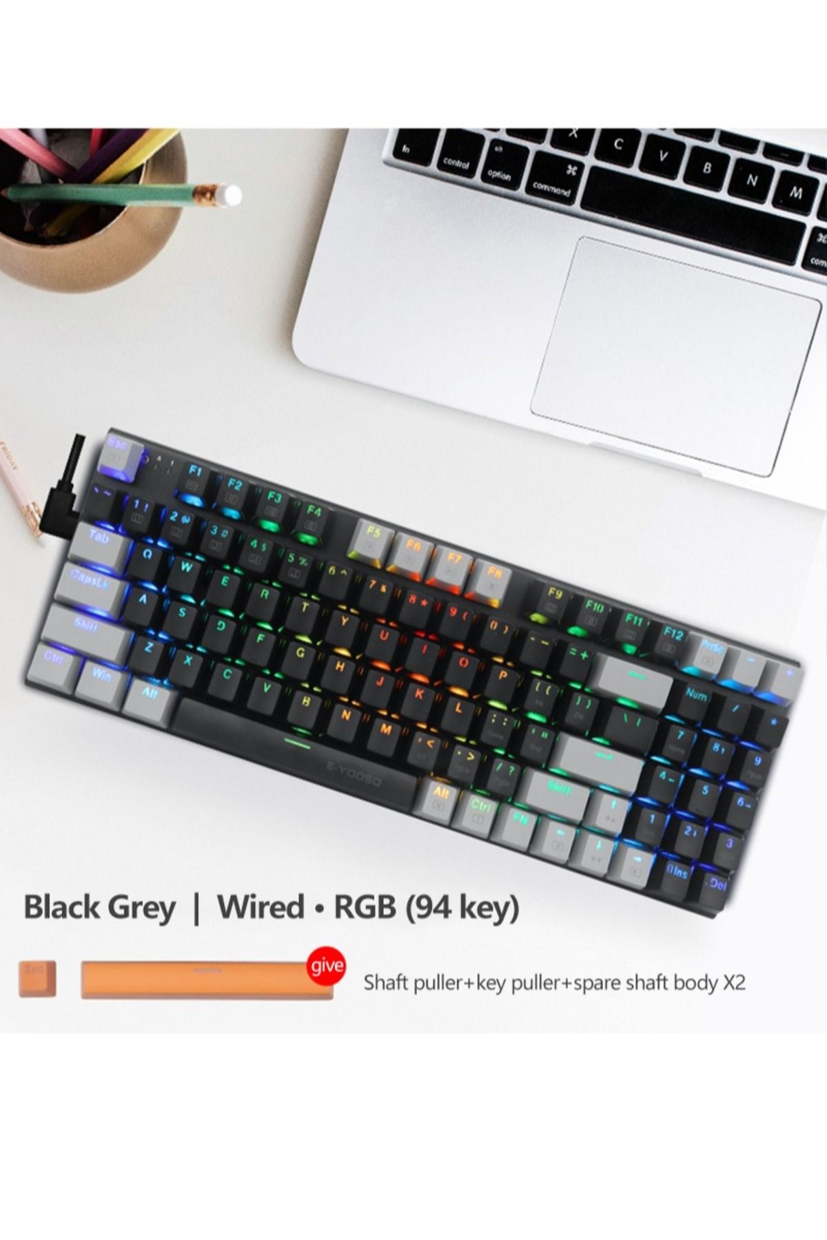 e-yooso-94 Keys Gasket Mechanical Keyboard, Wired Brown Switch Gaming Keyboard with Number Pad 3