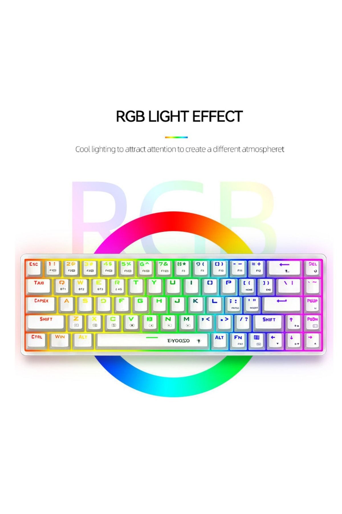 e-yooso-68 Keys 3 Modes Wireless Gaming Keyboard with RGB Backlit,Bluetooth/2.4G/USB-C Blue 3