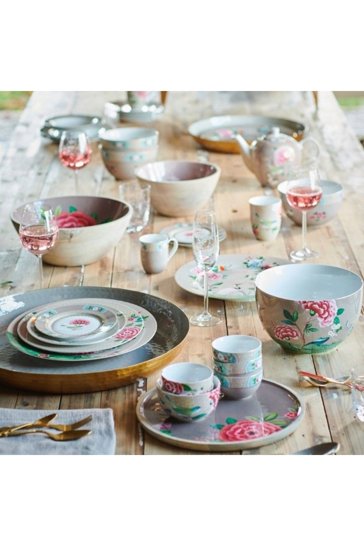 Pip Studio-Porcelain plate, Pip Studio, Khaki, 17 cm, Blushing Birds collection 4