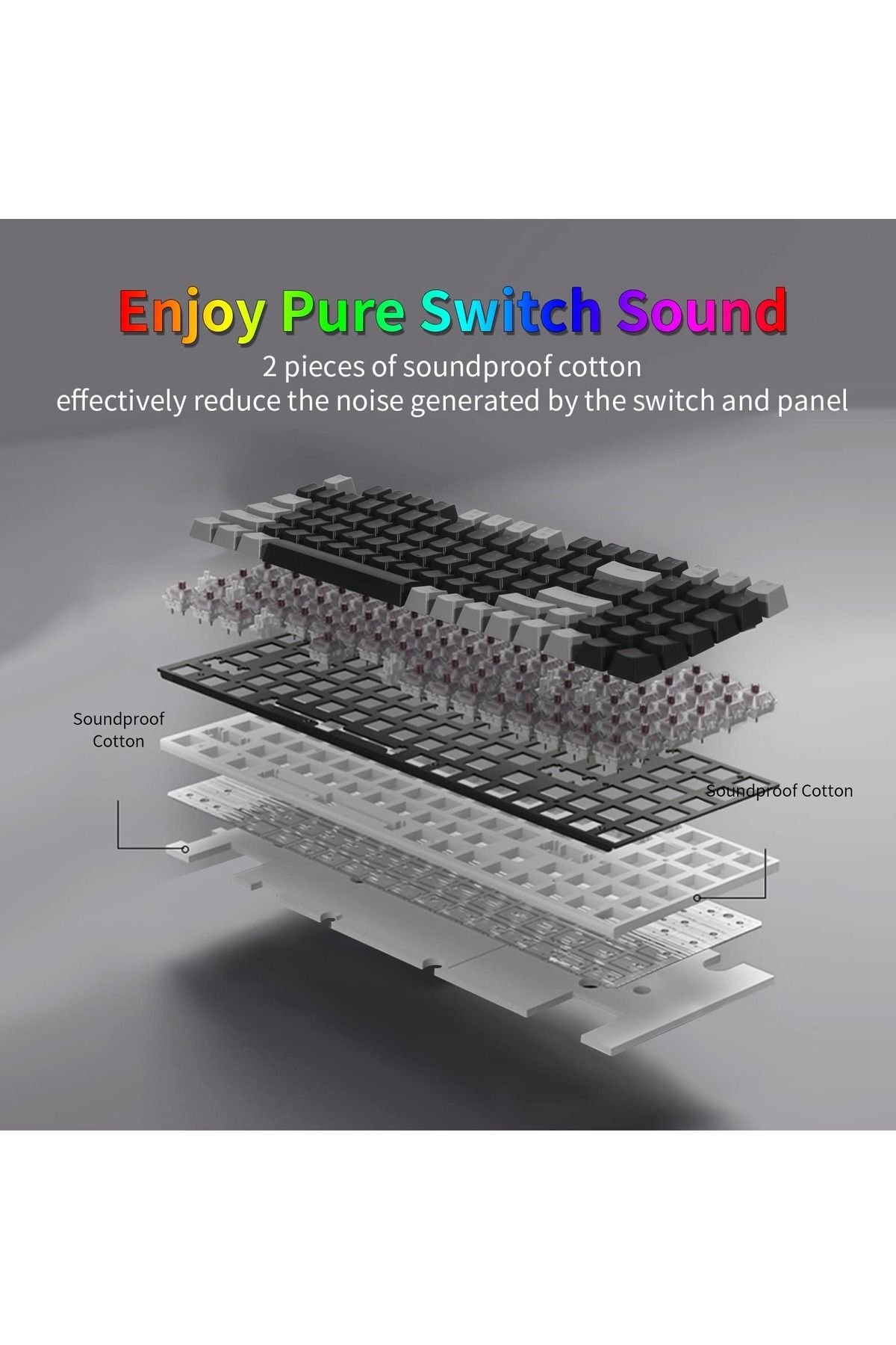 e-yooso-94 Keys Gasket Mechanical Keyboard, Wired Brown Switch Gaming Keyboard with Number Pad 7