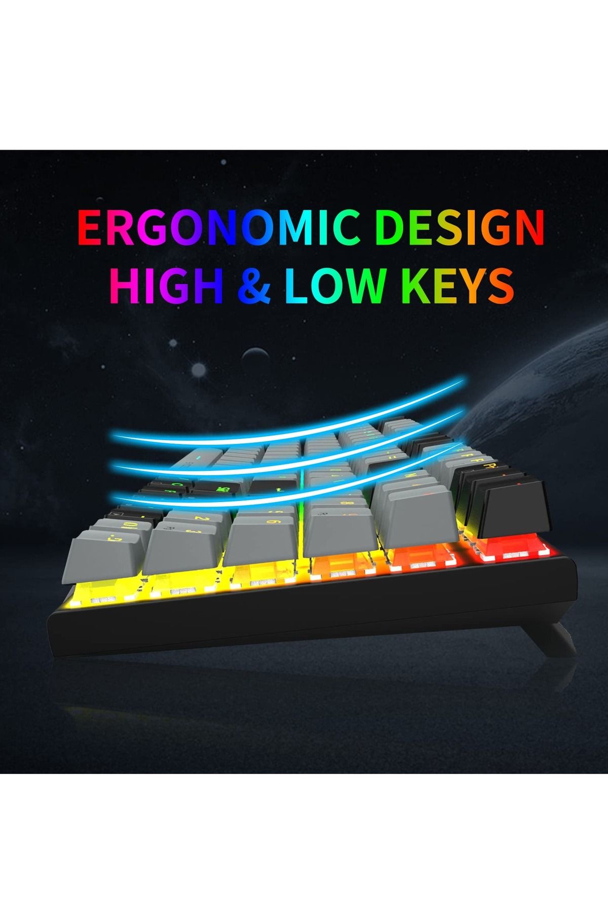 e-yooso-94 keys Gasket Mechanical Keyboard, Wired Red Switch Gaming Keyboard with Number Pad 7