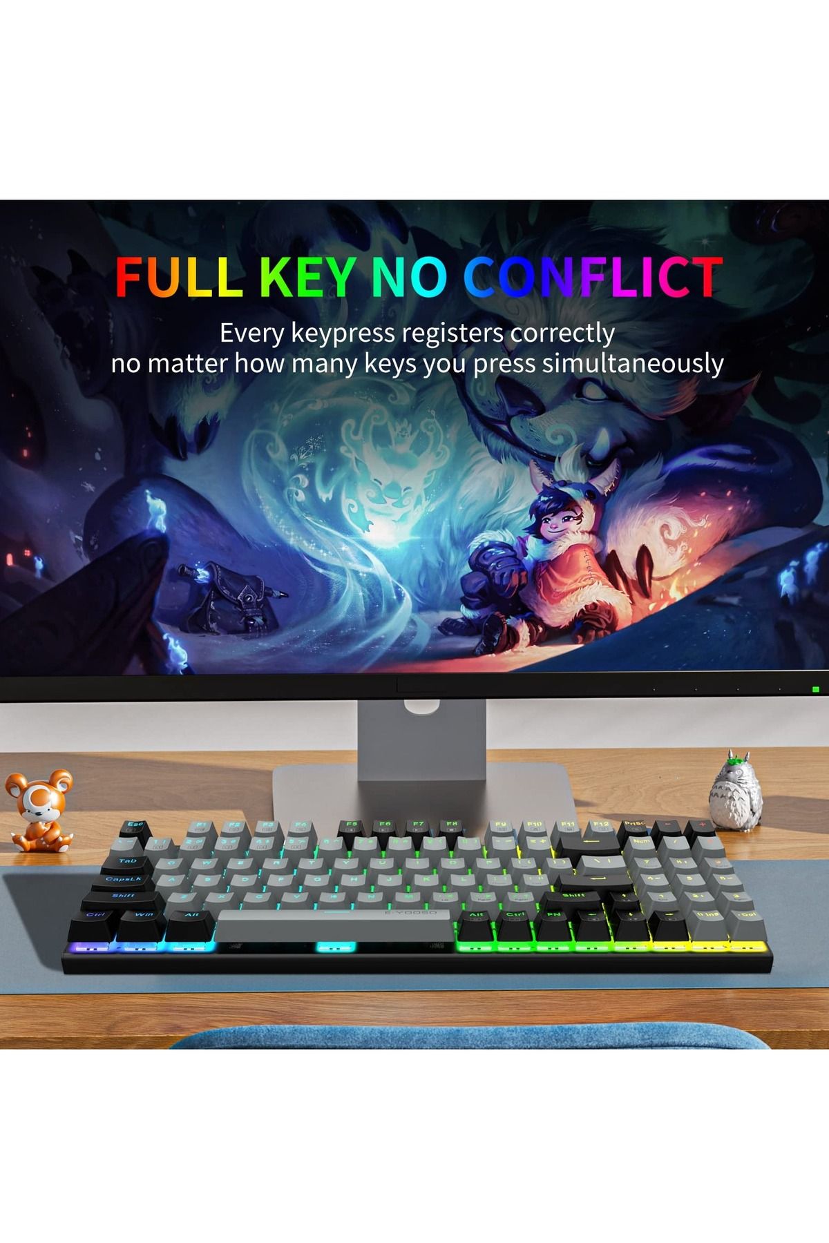 e-yooso-94 keys Gasket Mechanical Keyboard, Wired Red Switch Gaming Keyboard with Number Pad 5