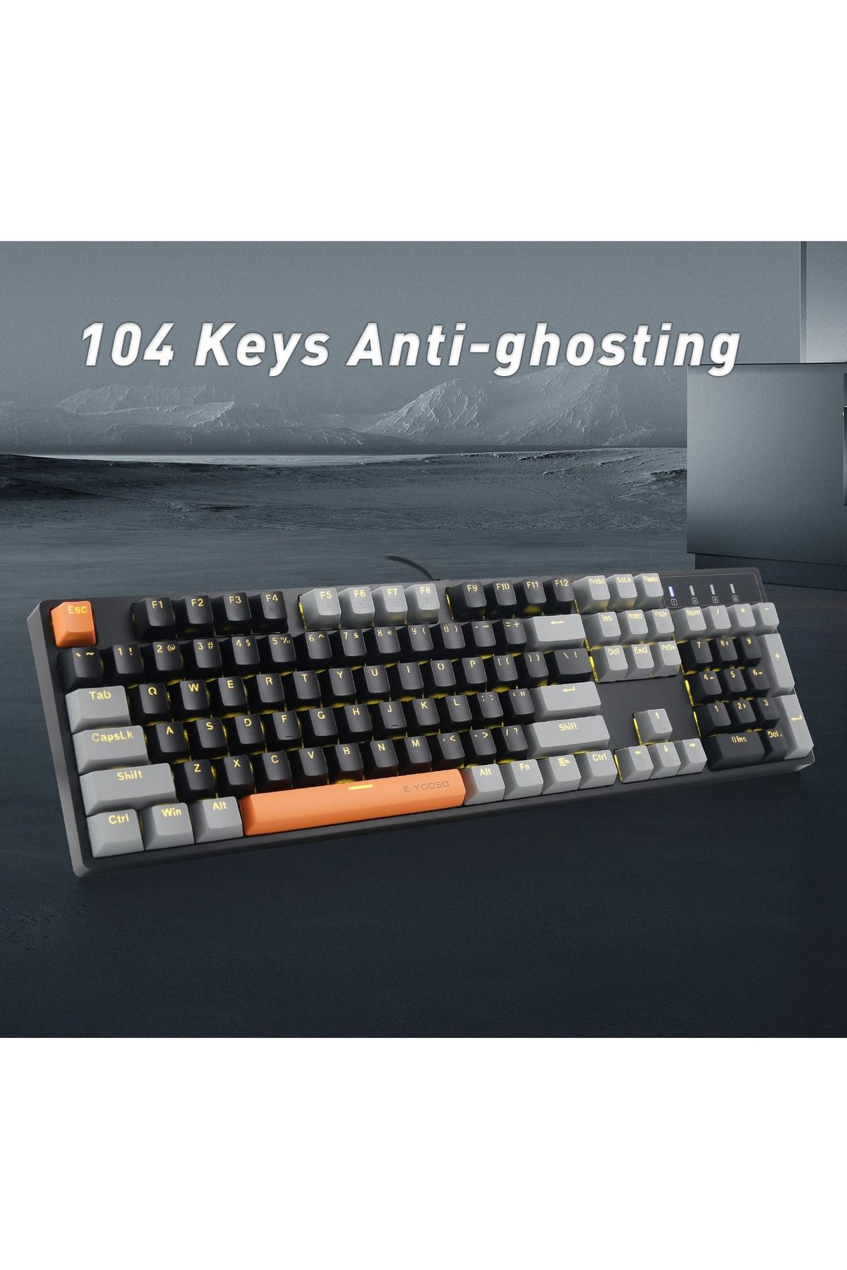 e-yooso-Z-14 Mechanical Gaming Wired Keyboard,104 Key Blue Switch Full-Size Computer Keyboards 6