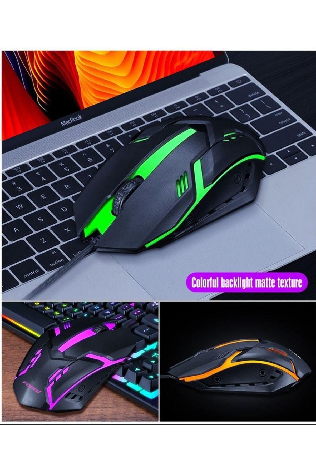 Forev-RGB Gaming Keyboard Mouse Set, Mechanical Keyboard Feel Keyboard,104 Keys 5