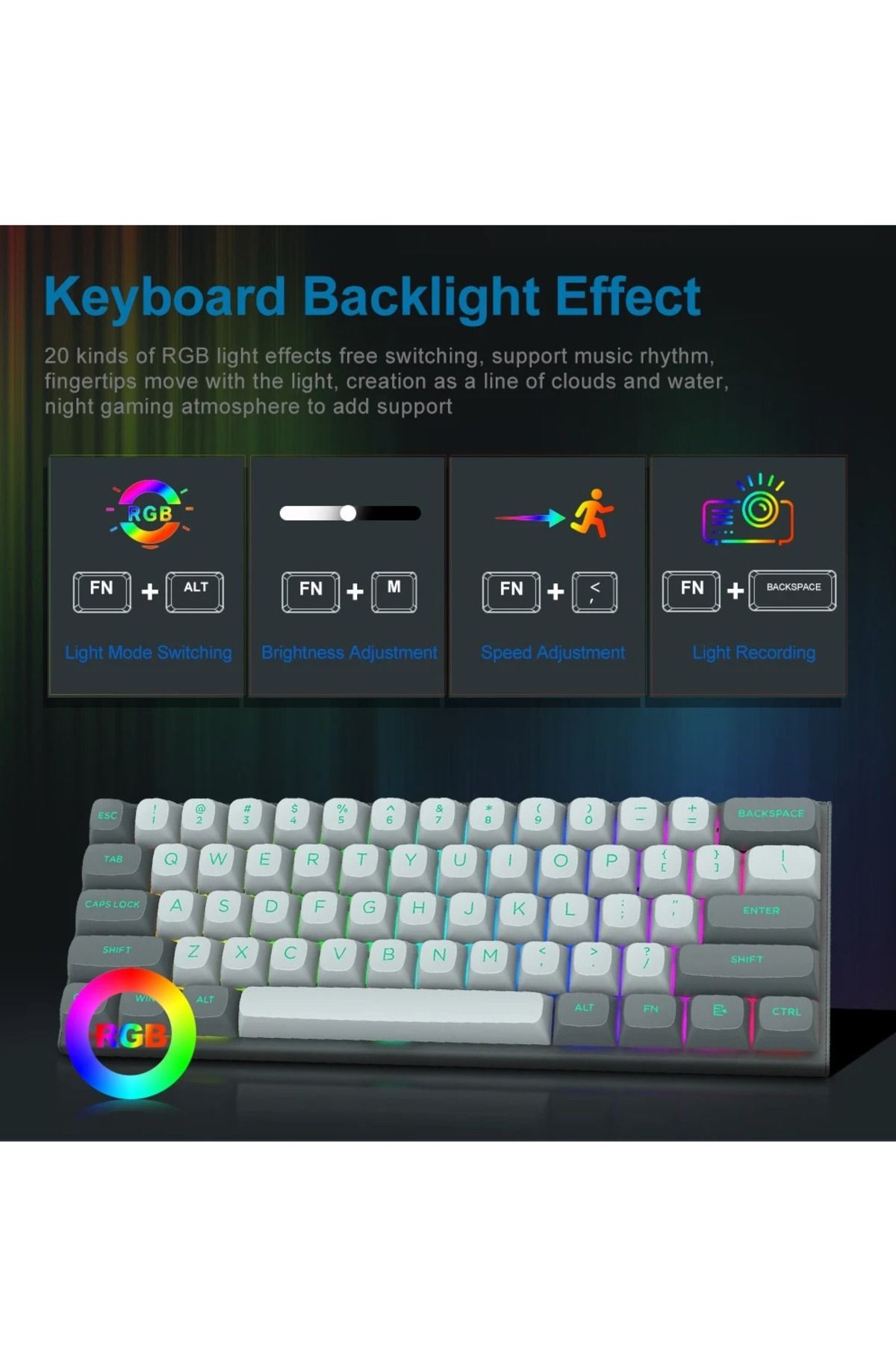e-yooso-61 Keys Rapid Trigger Gaming Keyboard, RGB Magnetic Switch Mechanical Keyboard 5