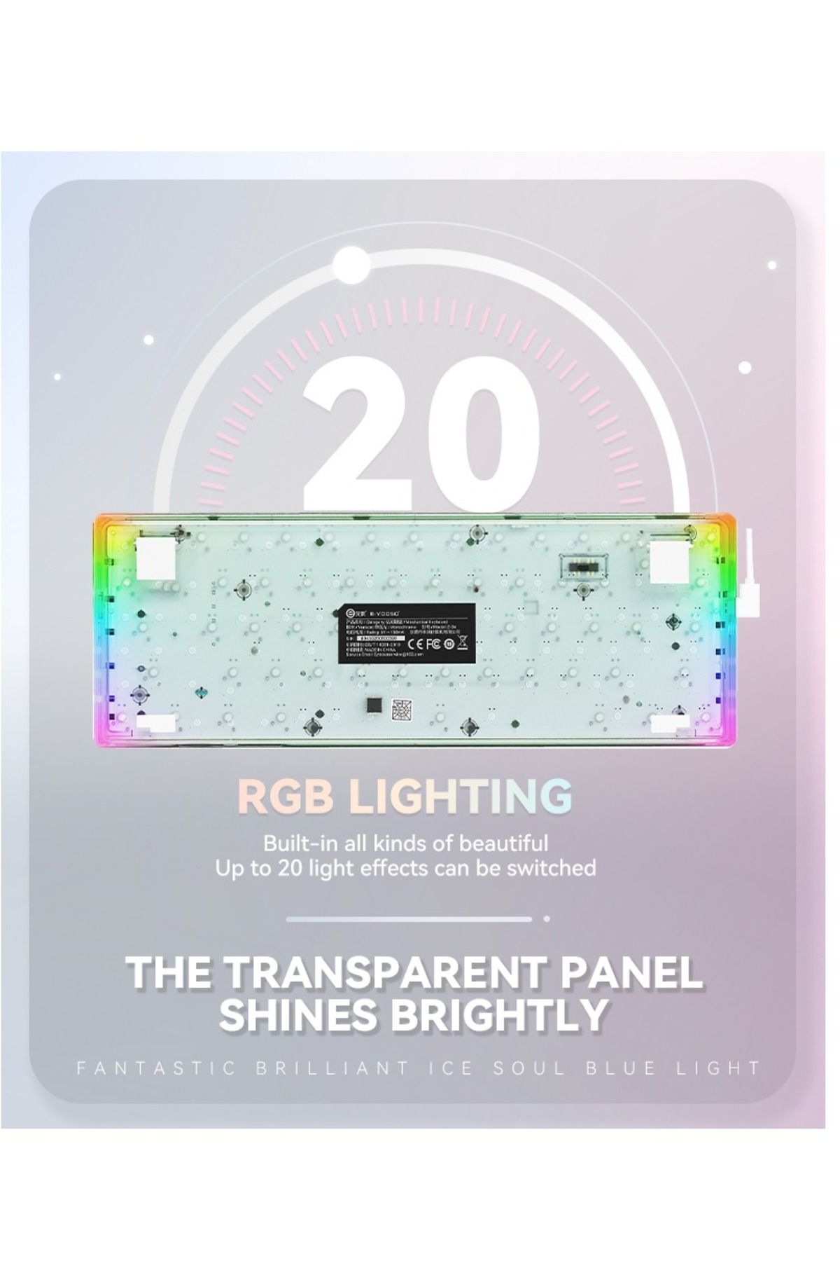 e-yooso-Z-94 Transparent Gaming Keyboard,94 Keys Red Switch USB Wired Mechanical Keyboard 3