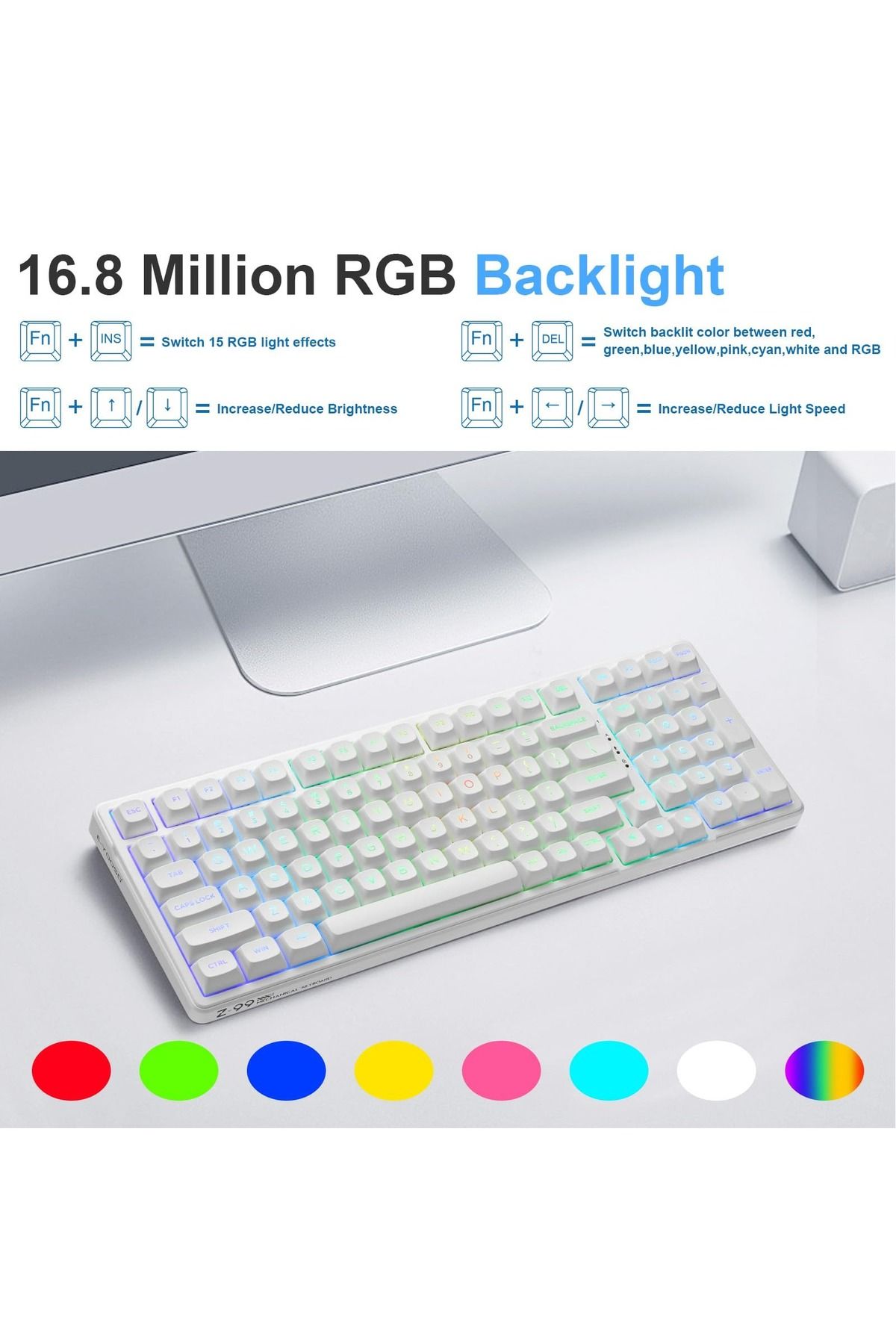 e-yooso-99 Keys Wired Mechanical Keyboard, Programmable, Silver Linear Switch, Gasket Structure 5