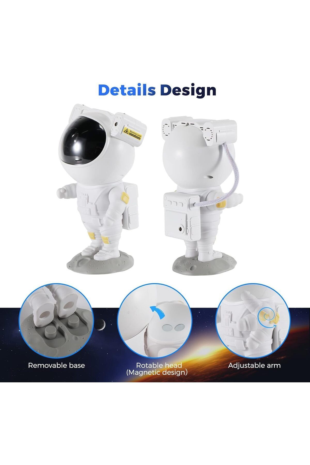 COOYA-Astronaut Projector with Remote Control Timer for Bedroom, 360° Adjustable Starry Sky 6