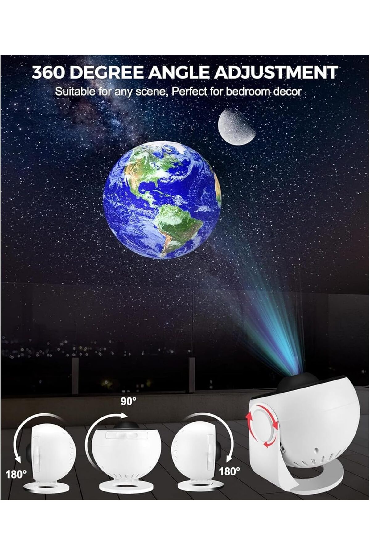 COOYA-Projector lamp, Star Projector for Bedroom, Timed 360° Rotating Nebula Projector Lamp 4