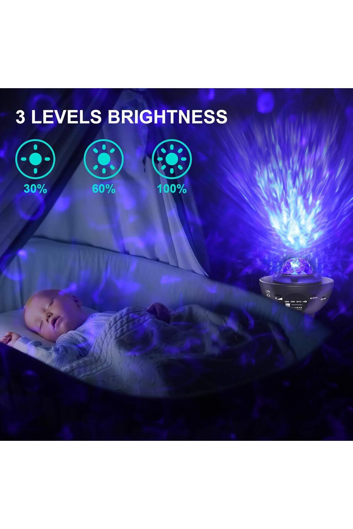 COOYA-Galaxy Projector, with Music Speaker & Remote Control, LED Nebula Cloud & Moving Ocean Wave 4
