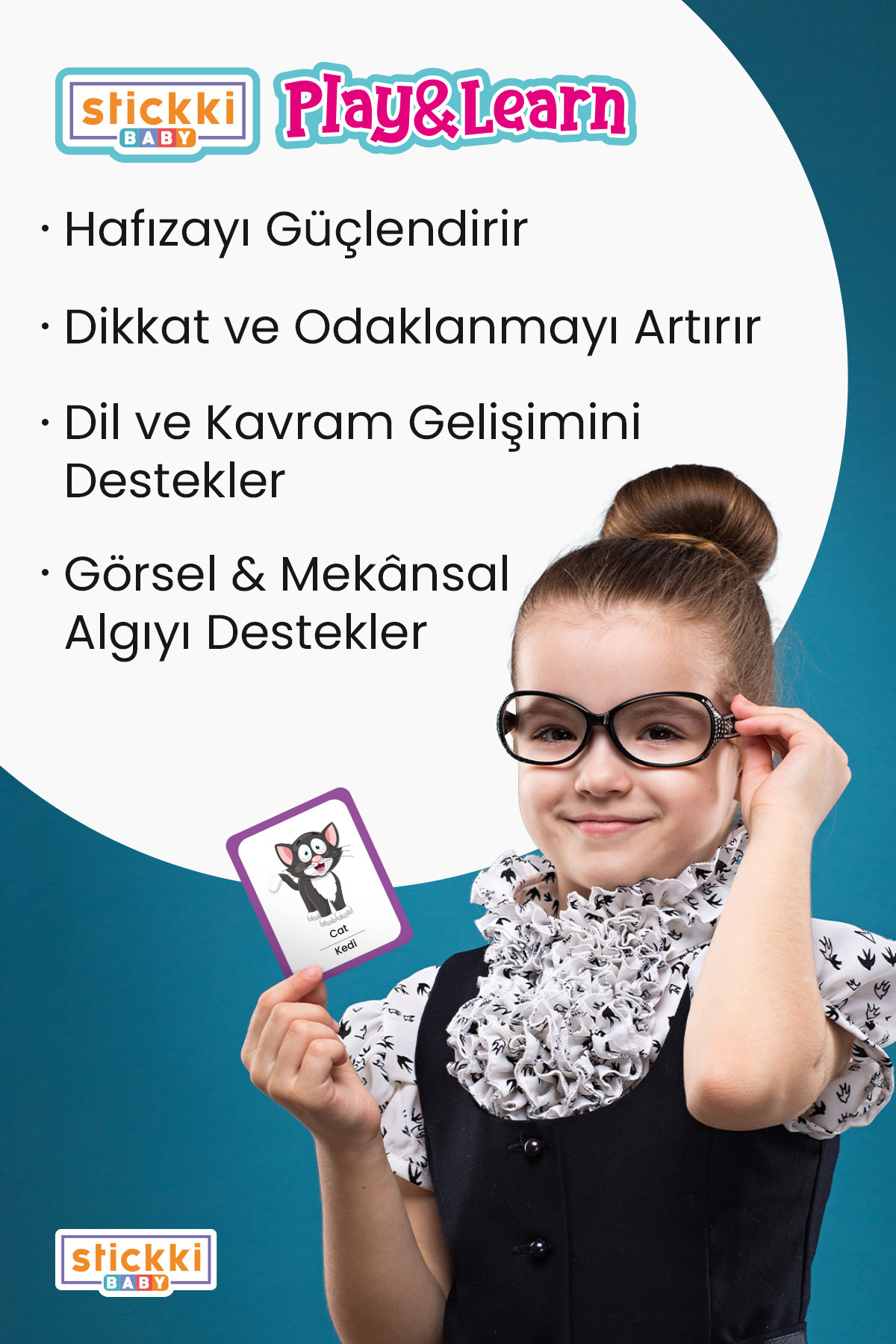 Stickki Eğitici Kartlar | TR-EN | 2-6 Yaş | 280 Kart | 3 Oyun | QR Kodlu Sesli Eğitim fotoğrafı 3 (önizleme)