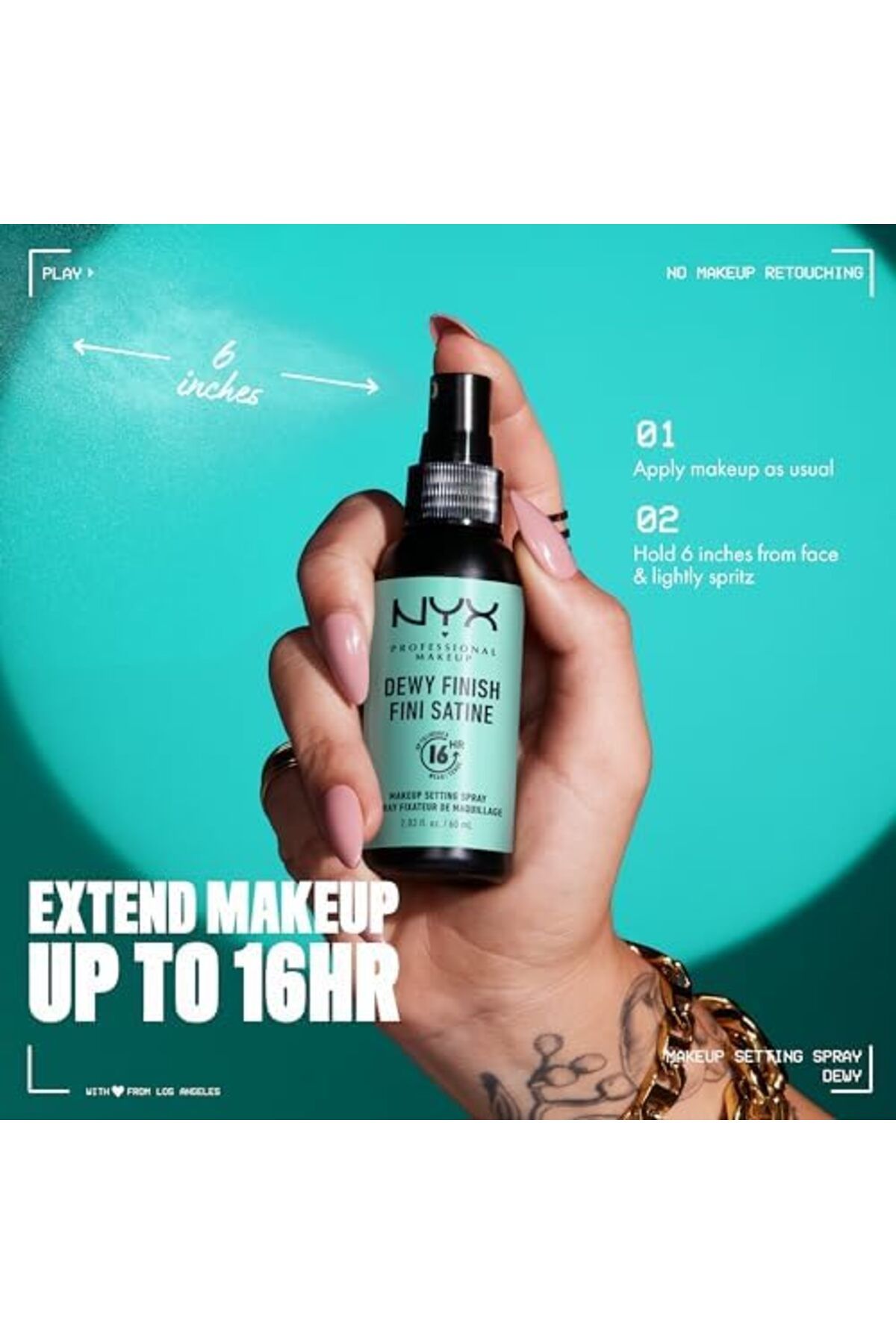 NYX Professional Makeup-Long Lasting Makeup Setting Spray, Dewy Finish, 60 ml 8