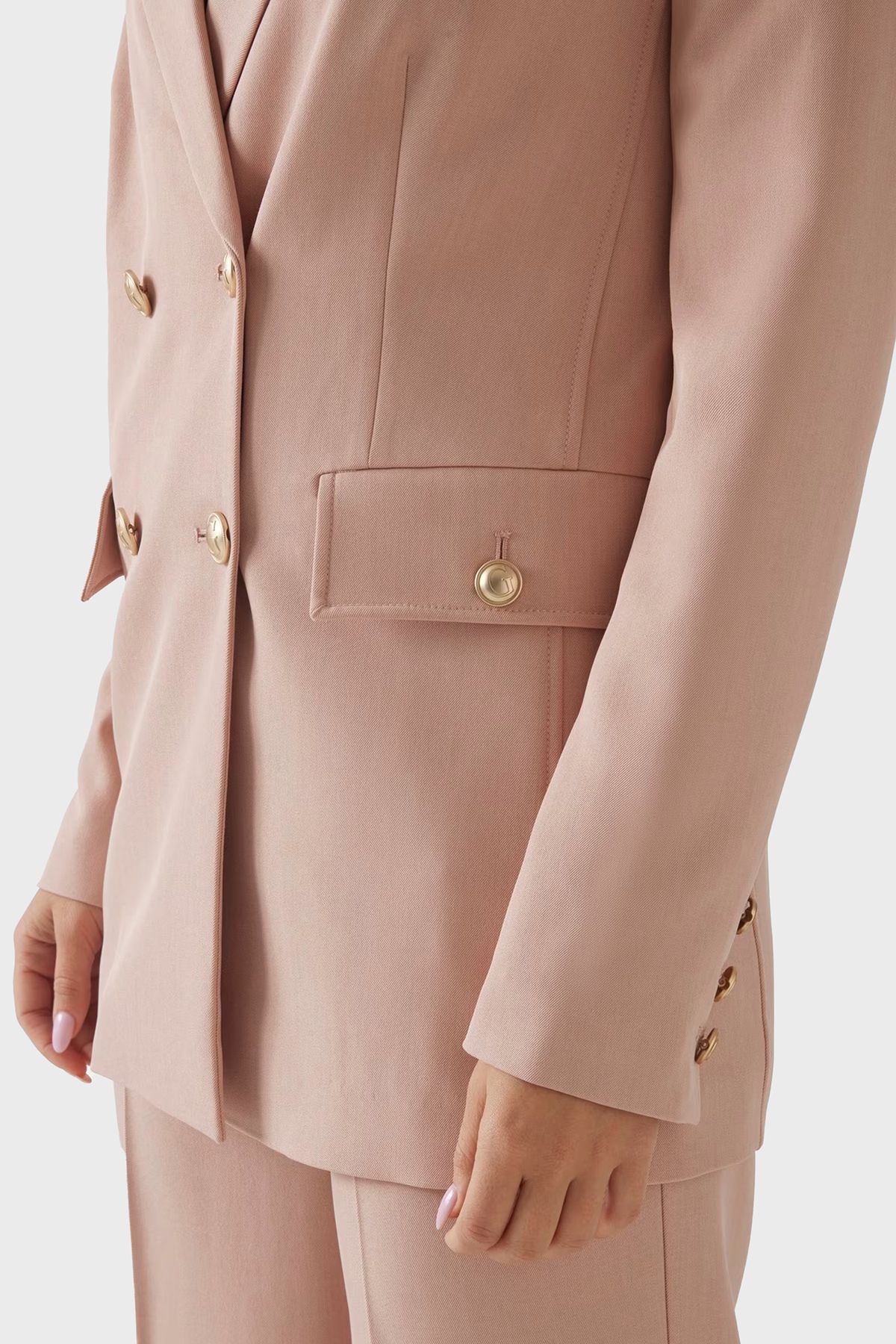 Guess-New Fiona Regular Fit Mono Collar Double Breasted Blazer Jacket W5Rn49Wgx02 Jacket W5Rn49 Wgx02 F6K9 4