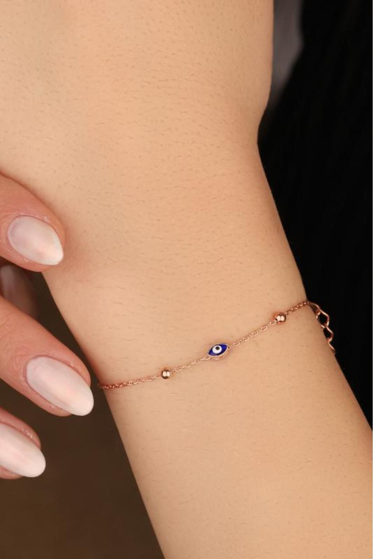 Mistik Silver Nazar Boncuklu Gümüş Zincir Bileklik