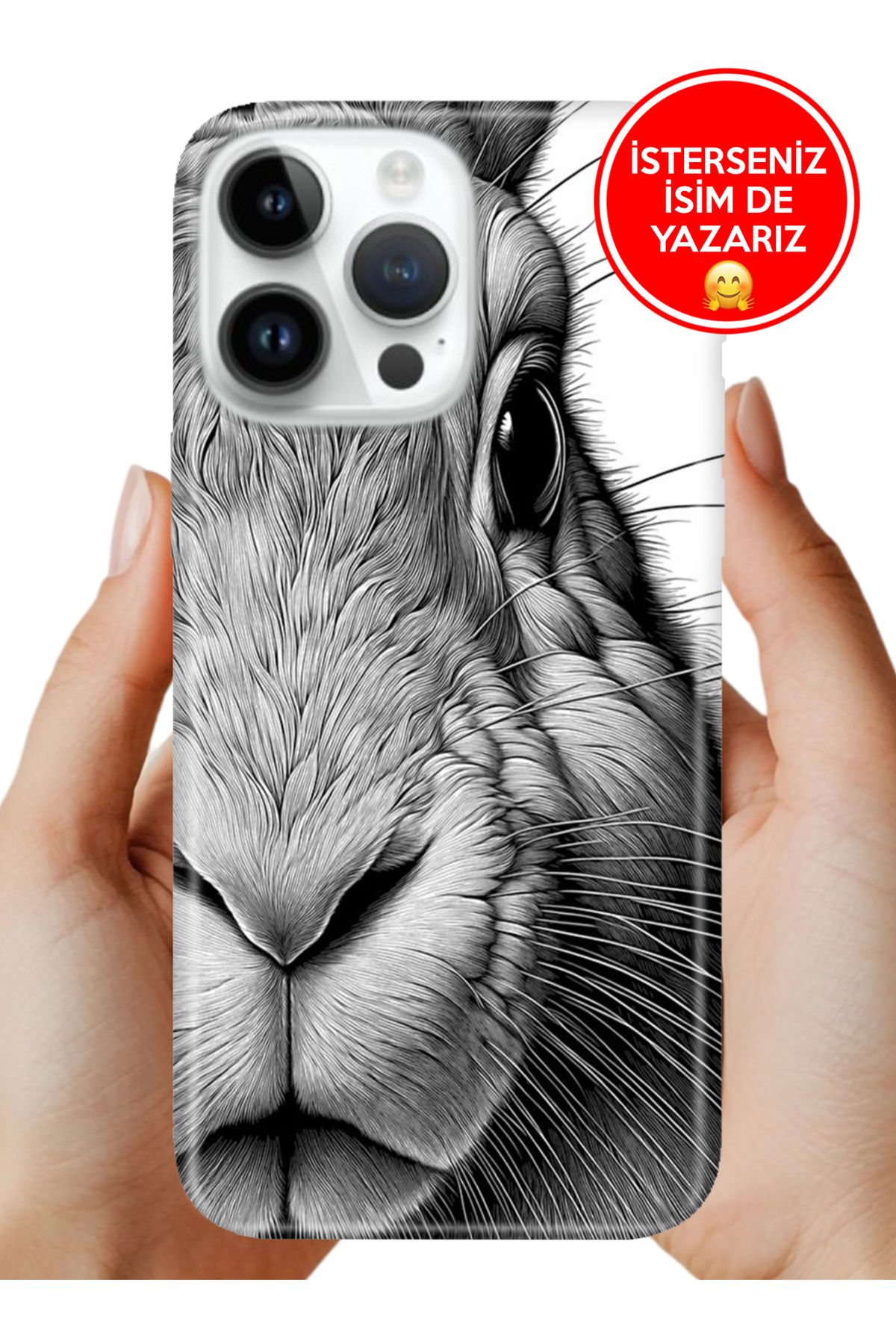 Cekuonline iPhone 16 Pro Kılıf Baskılı Life Style Kapak Silikon Çizim Tavşan