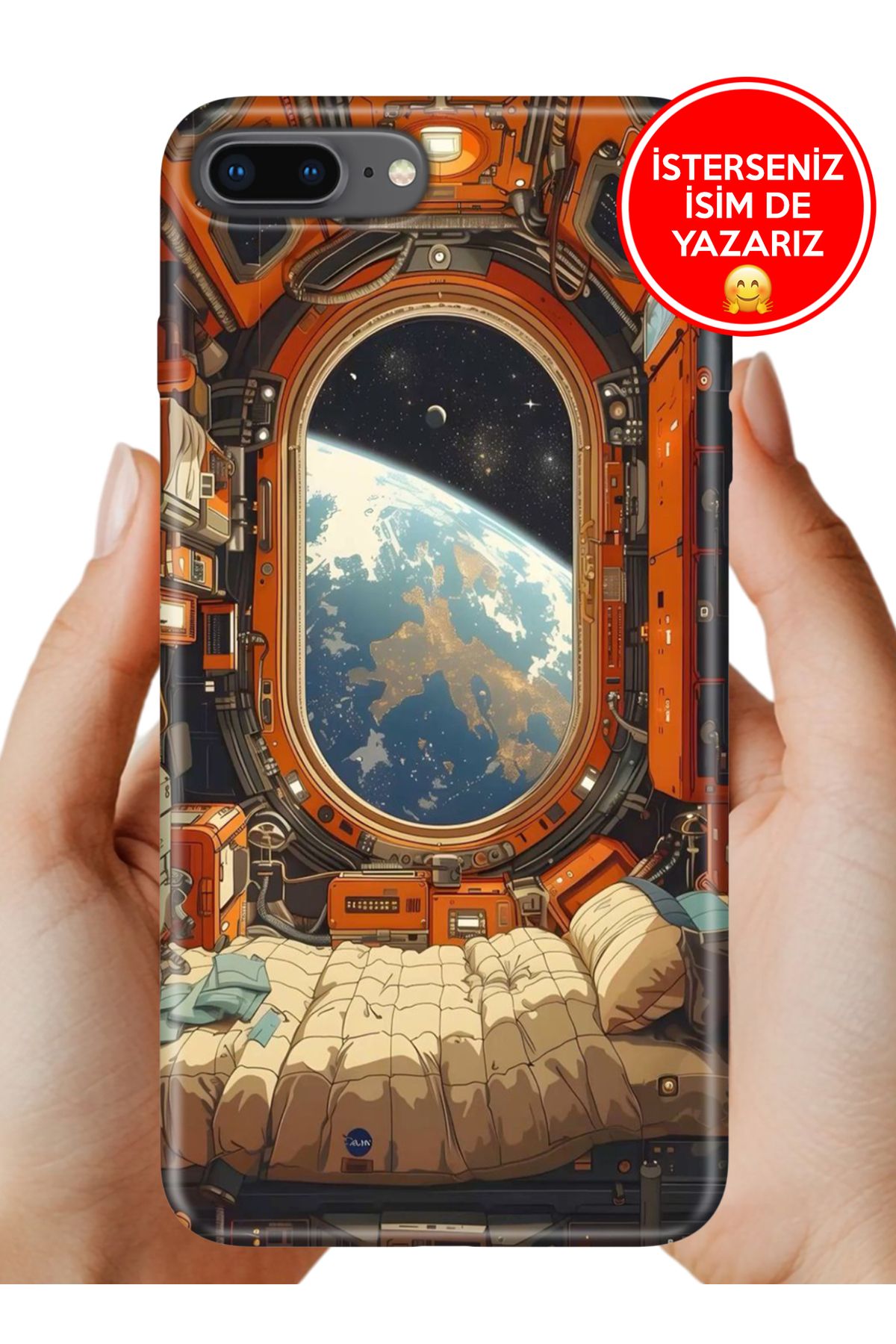 Cekuonline iPhone 7 Plus - 8 Plus Kılıf Baskılı Life Style Kapak Silikon Uzaydaki Evim