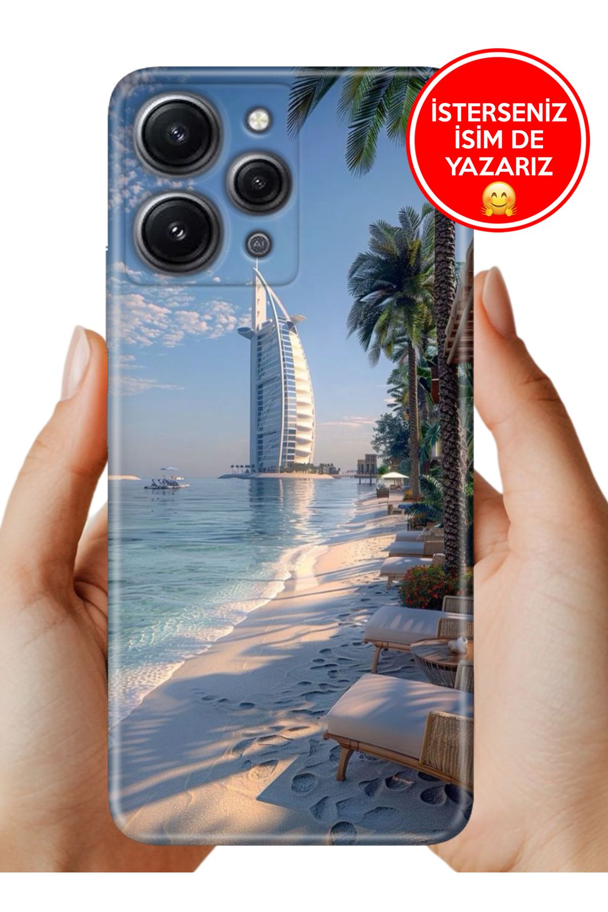 Cekuonline Xiaomi Redmi 12 Kılıf FullCover Resimli Desenli Silikon Dubai Beach