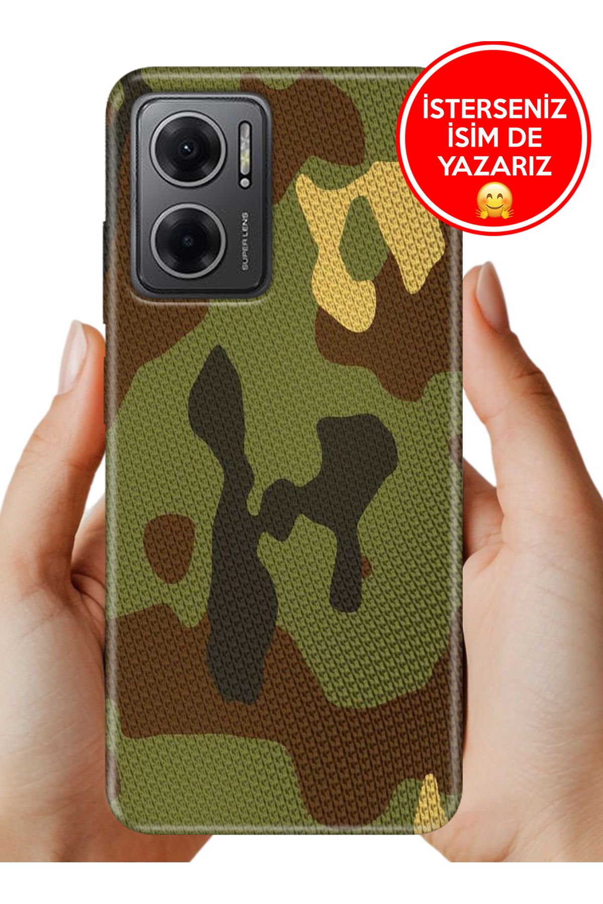 Cekuonline Redmi Note 11E Kılıf FullCover Resimli Desenli Silikon Çöl Askeri