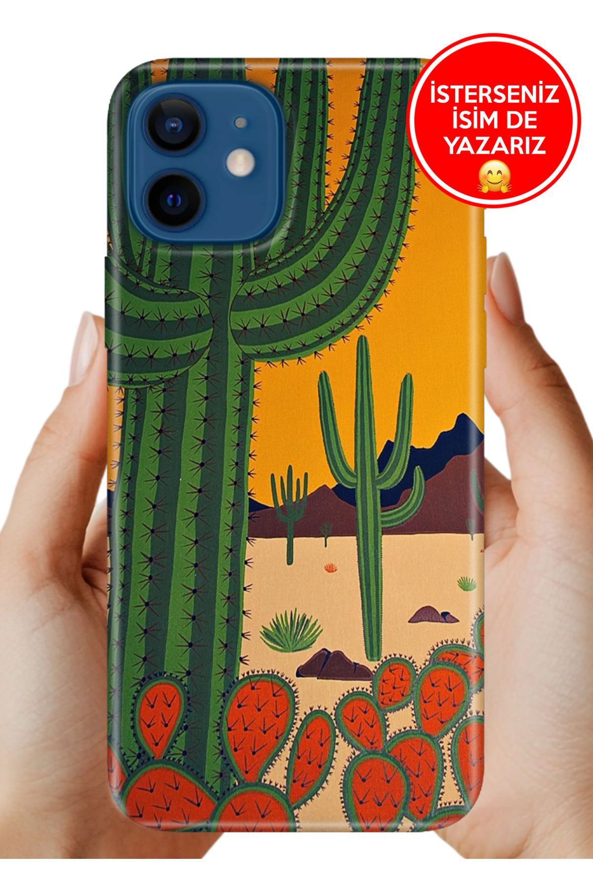 Cekuonline iPhone 12 Kılıf iP12 FullCover Resimli Desenli Silikon Çöl-İklimi