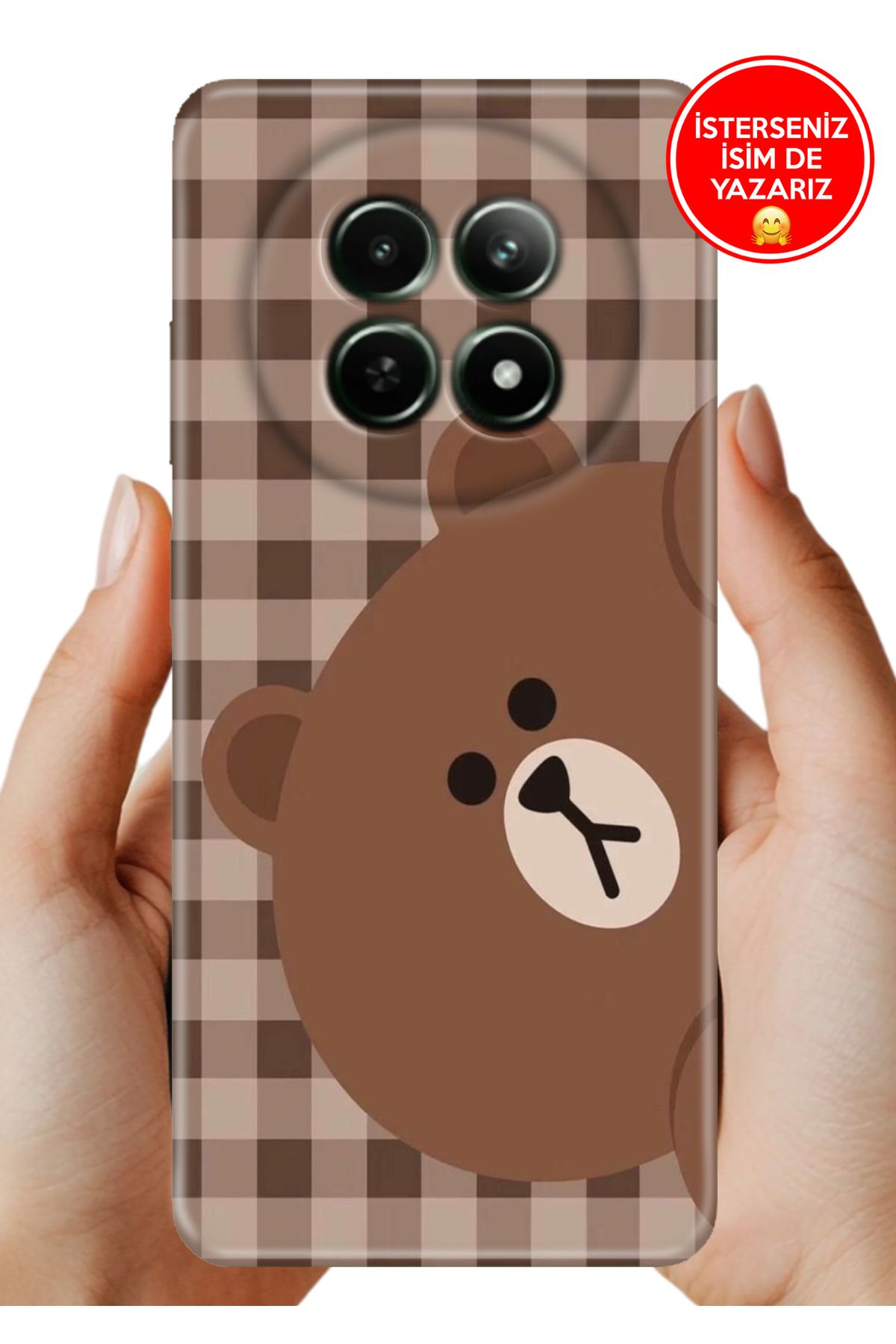 realme 12+ Plus Kılıf Baskılı Life Style Kapak Silikon Ekose Bear