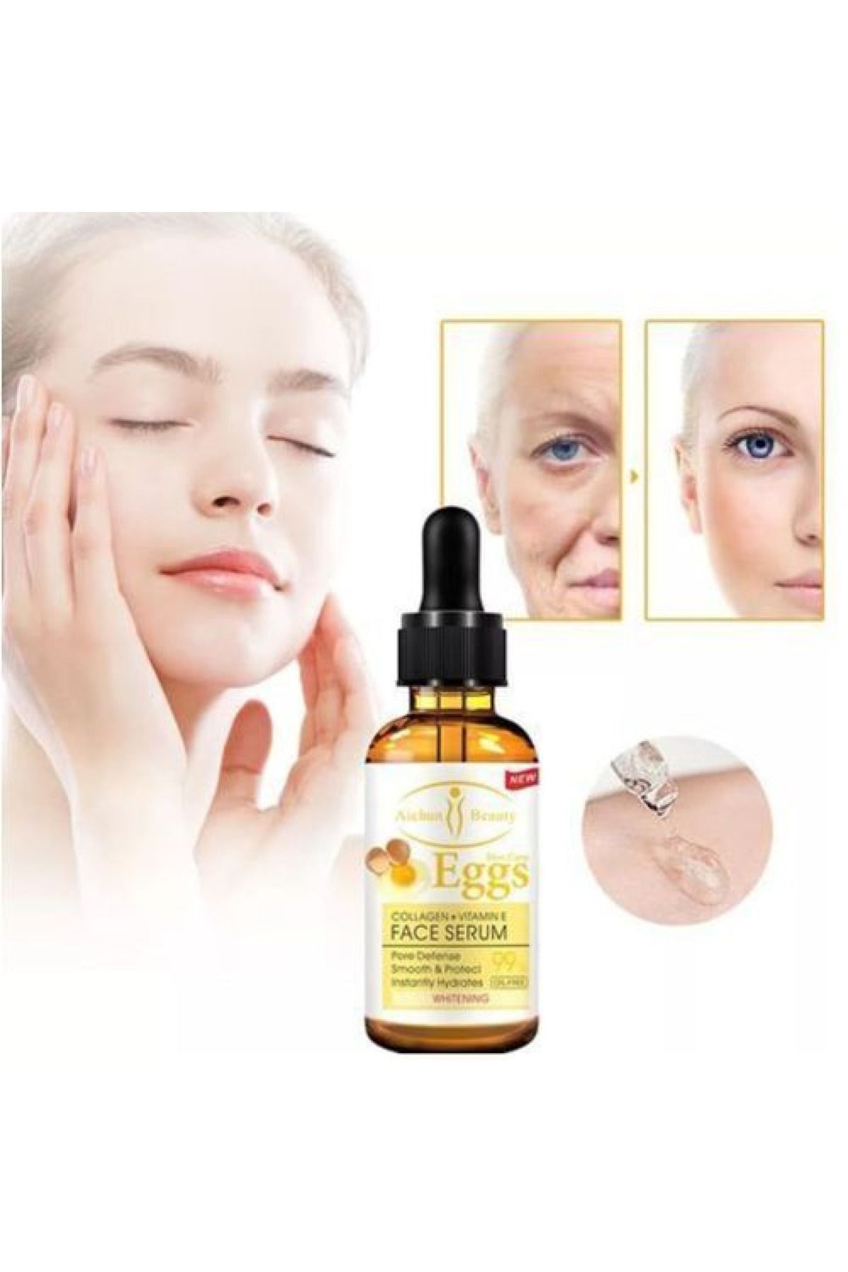 Aichun Beauty-Serum 99% Vitamin E & Collagen Face Lifting, Oil Control, Acne Treatment & Primer 4